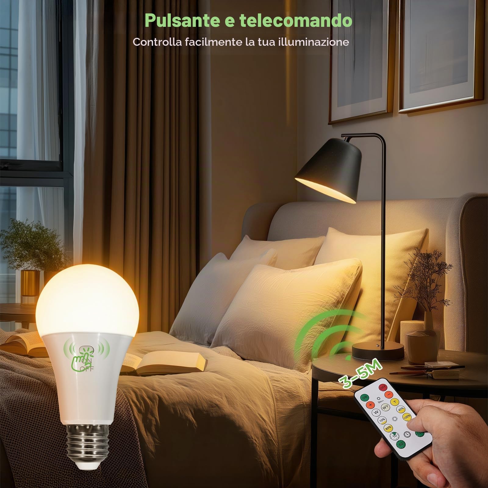 Kimjo 7 W Lampadina Ricaricabile E27 con Telecomando, 3 Colore, 4 Pezzi