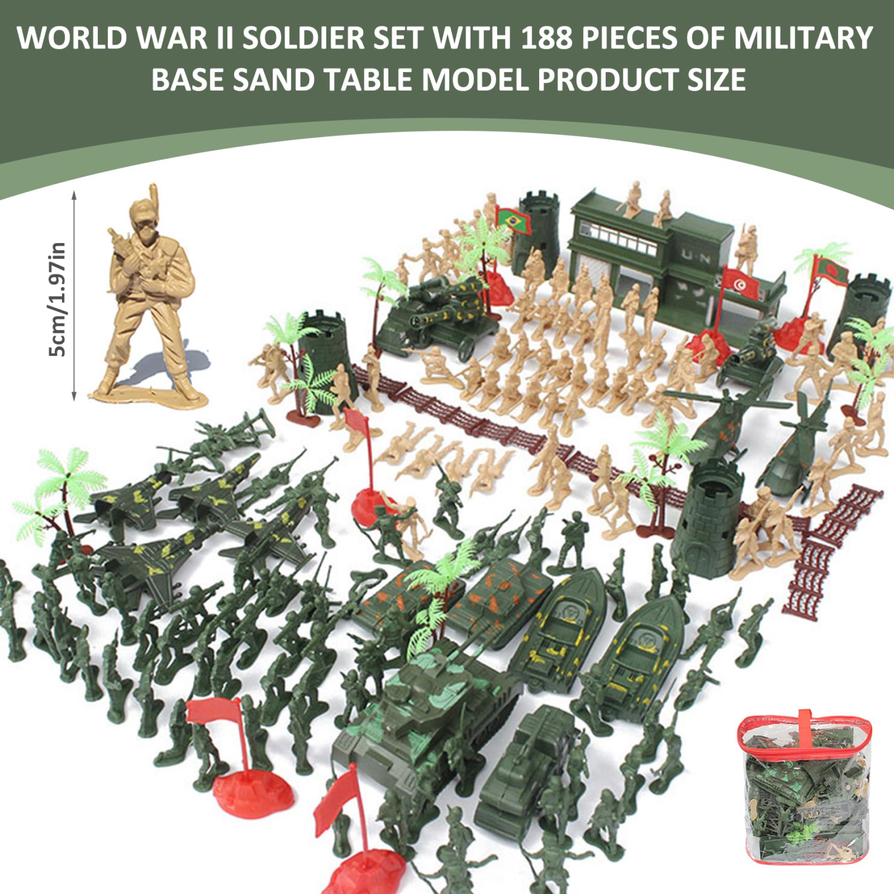 Set di giocattoli della Seconda Guerra Mondiale, set da gioco realistico per uomini dell'esercito armato fai-da-te con caserme di carri armati di soldatini per il compleanno di ragazzi