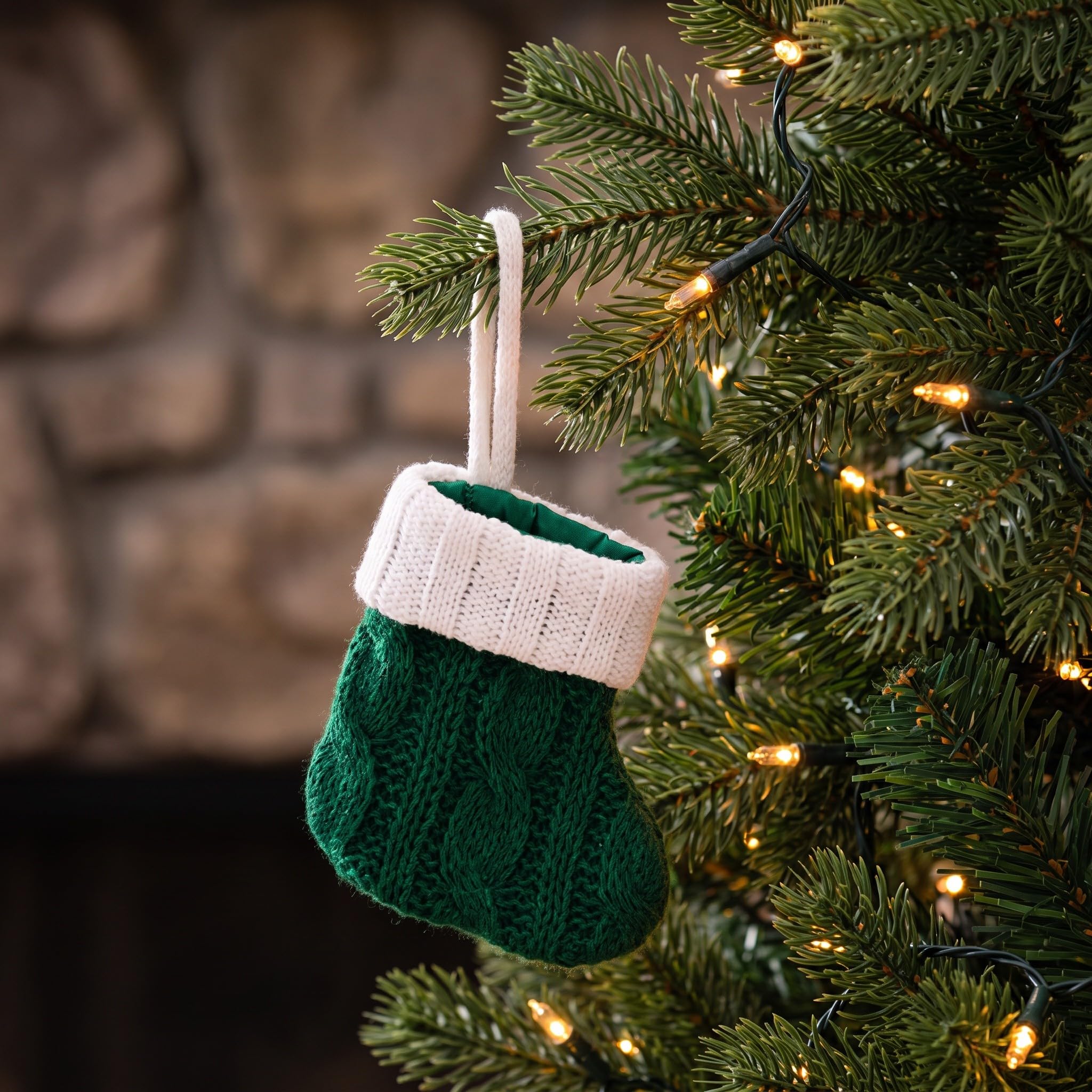 POPETPOP 12 Calcetines navideños pequeños, Adornos Colgantes de Punto para