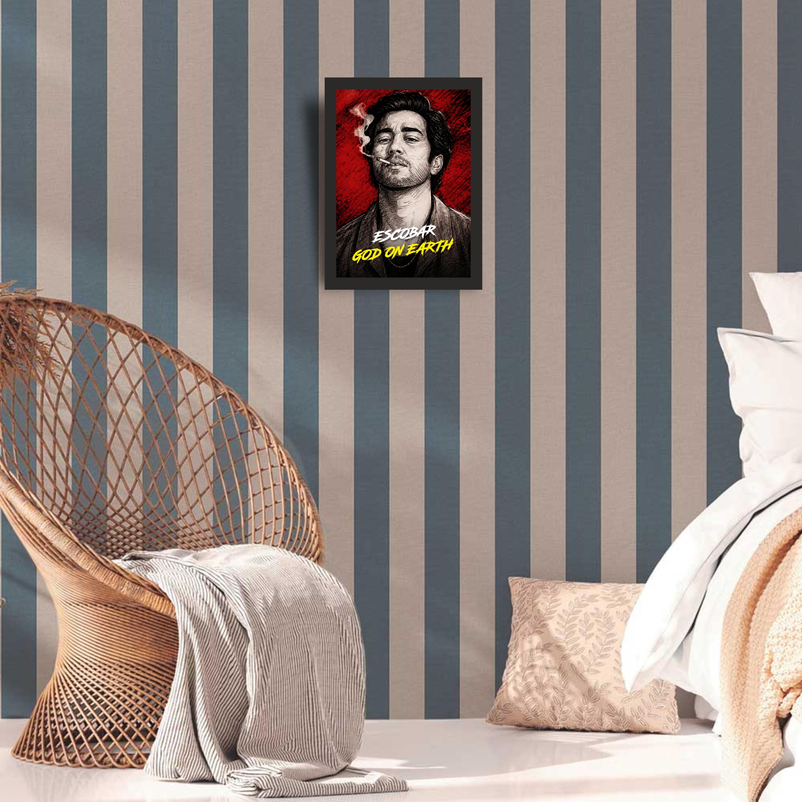 Escobar God on Earth Red Portrait Photo Frame A4 Black
