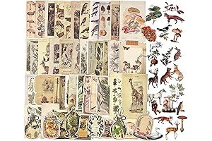 200 Pcs Vintage Scrapbook Paper Sticker Kit Wild Nature