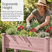 Vista 13 de Best Choice Products - Plantador de jardín elevado de 72x24x30 pulgadas, soporte de macetero de madera para jardín trasero, patio, balcón con panel