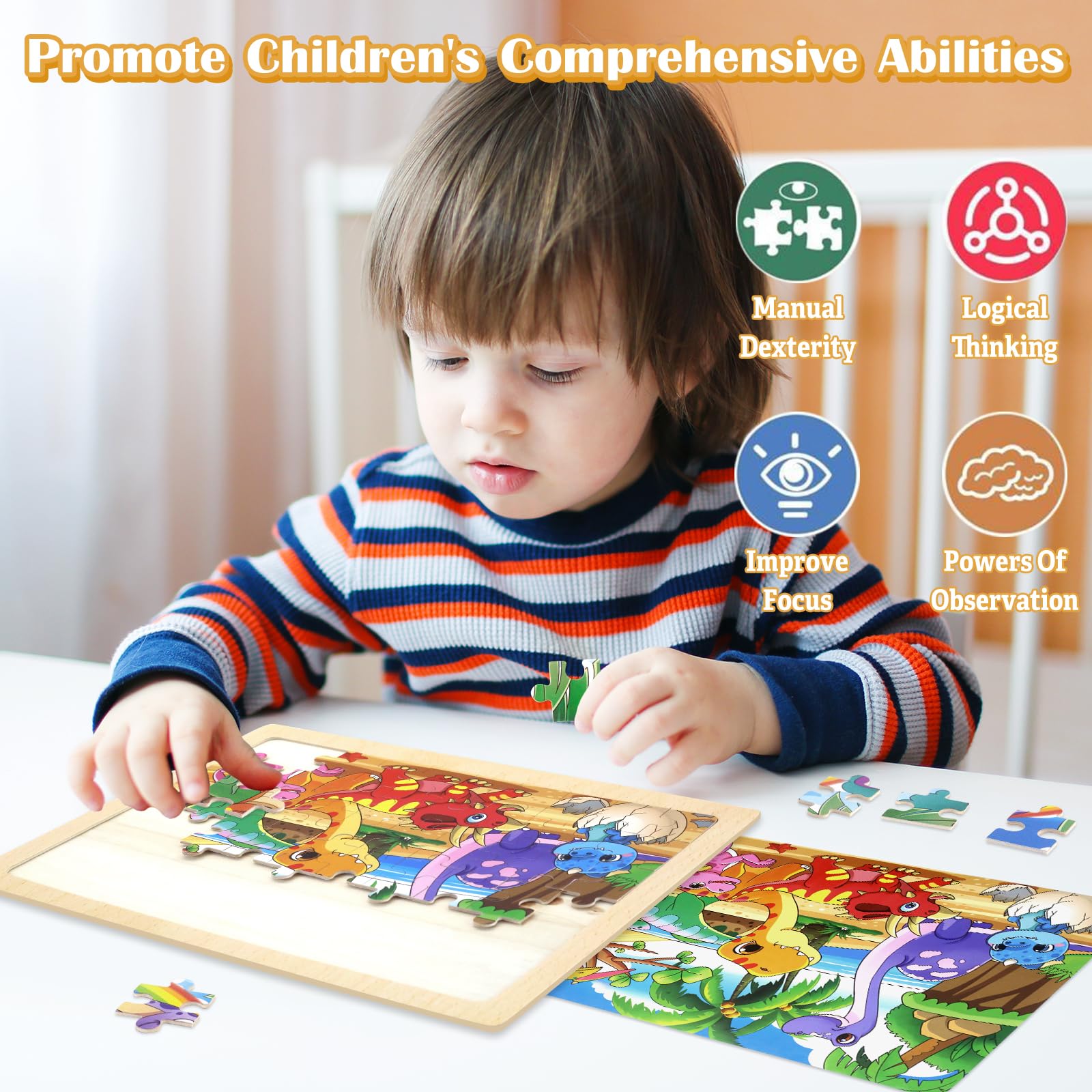 6 Pièces Jouet Puzzle En Bois Pour Enfants, Puzzle Enfant 3 Ans Puzzle En Bois Enfant 3 Ans