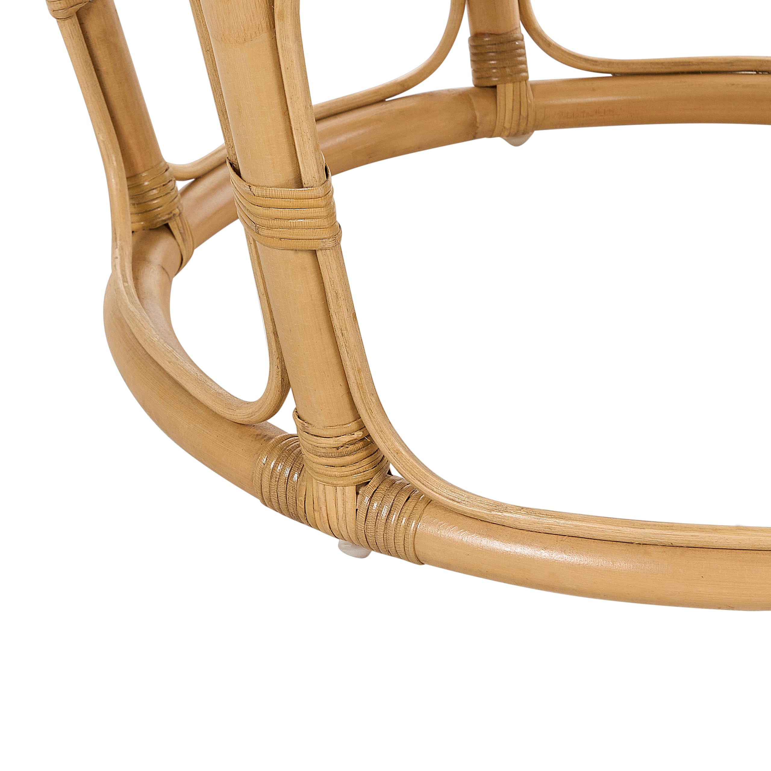 Beliani Fauteuil Ton Naturel et Beige Clair en Rotin Coton et Soie Artificielle Rond