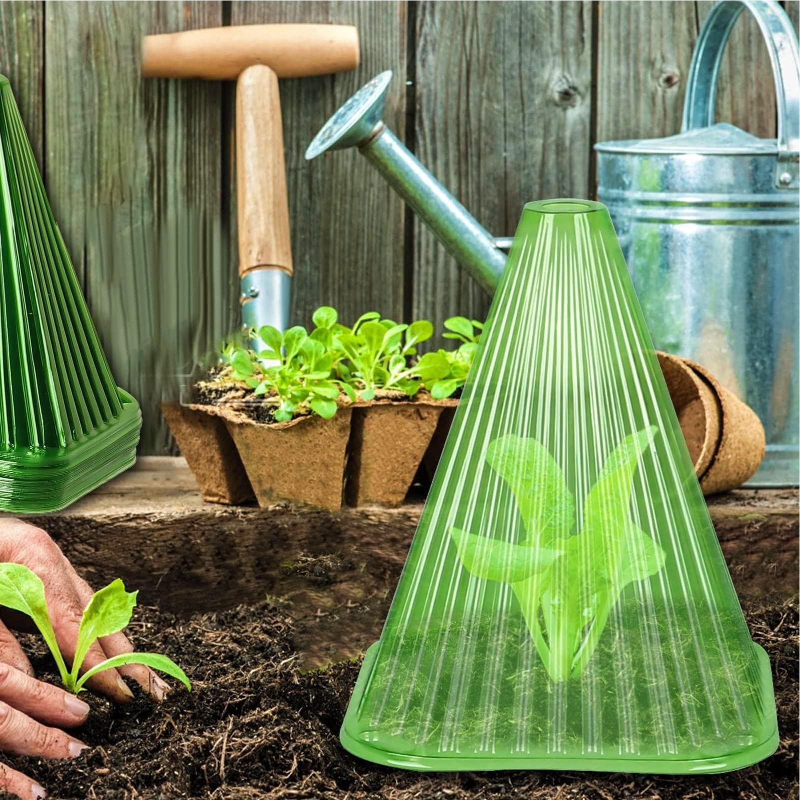 30 Campane Protettive Per Piante Da Giardino - Cloches In Plastica Verde Con Pioli E Etichette - Protezione Da Gelo, Lumache E Uccelli - Riutilizzabili - 4