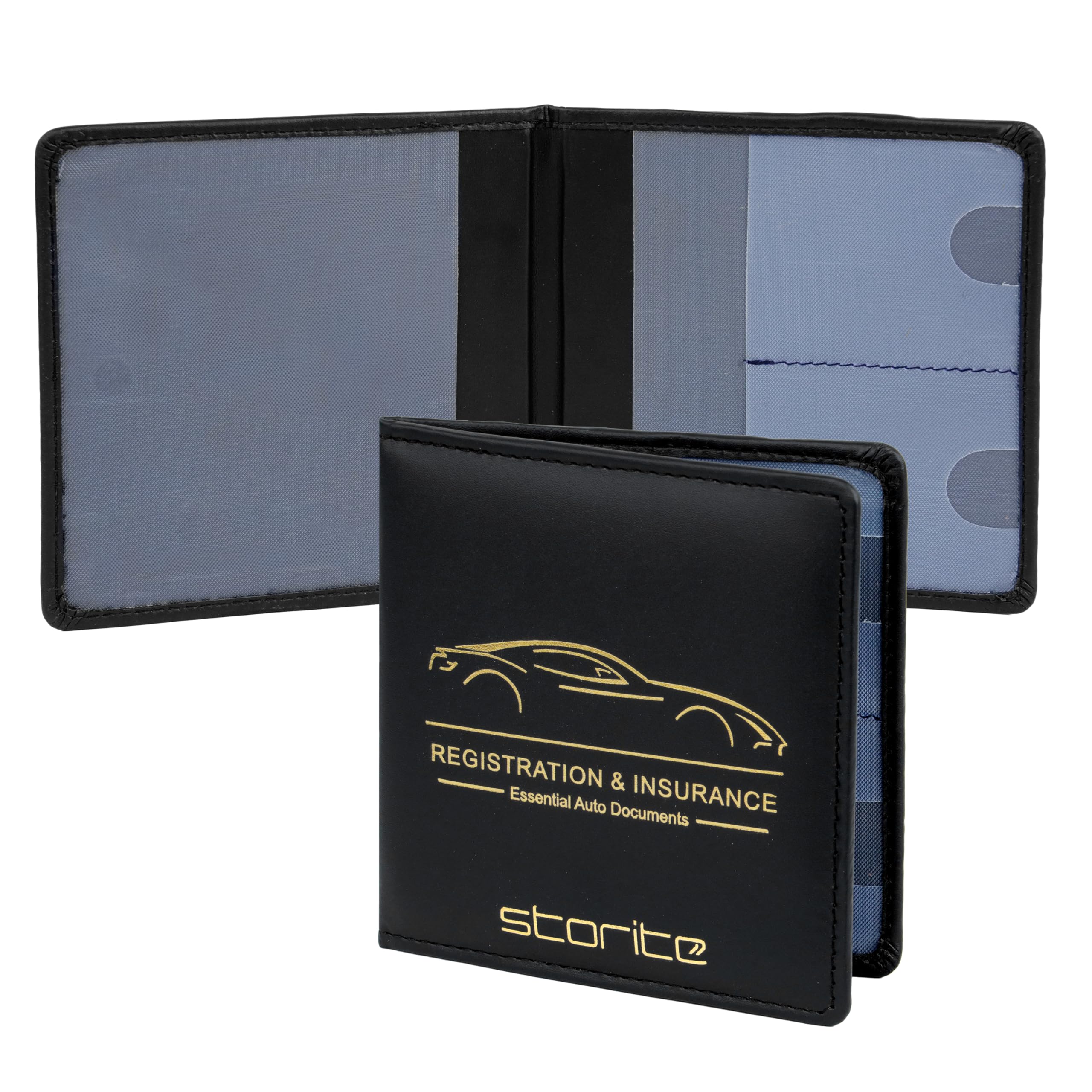 Storite Car Registration & Insurance Card Holder | PU Leather Glove-Box Organizer Wallet for Driver’s License & Documents (Black, 6-Pocket, 3.5 x 13.5 cm)-image-38