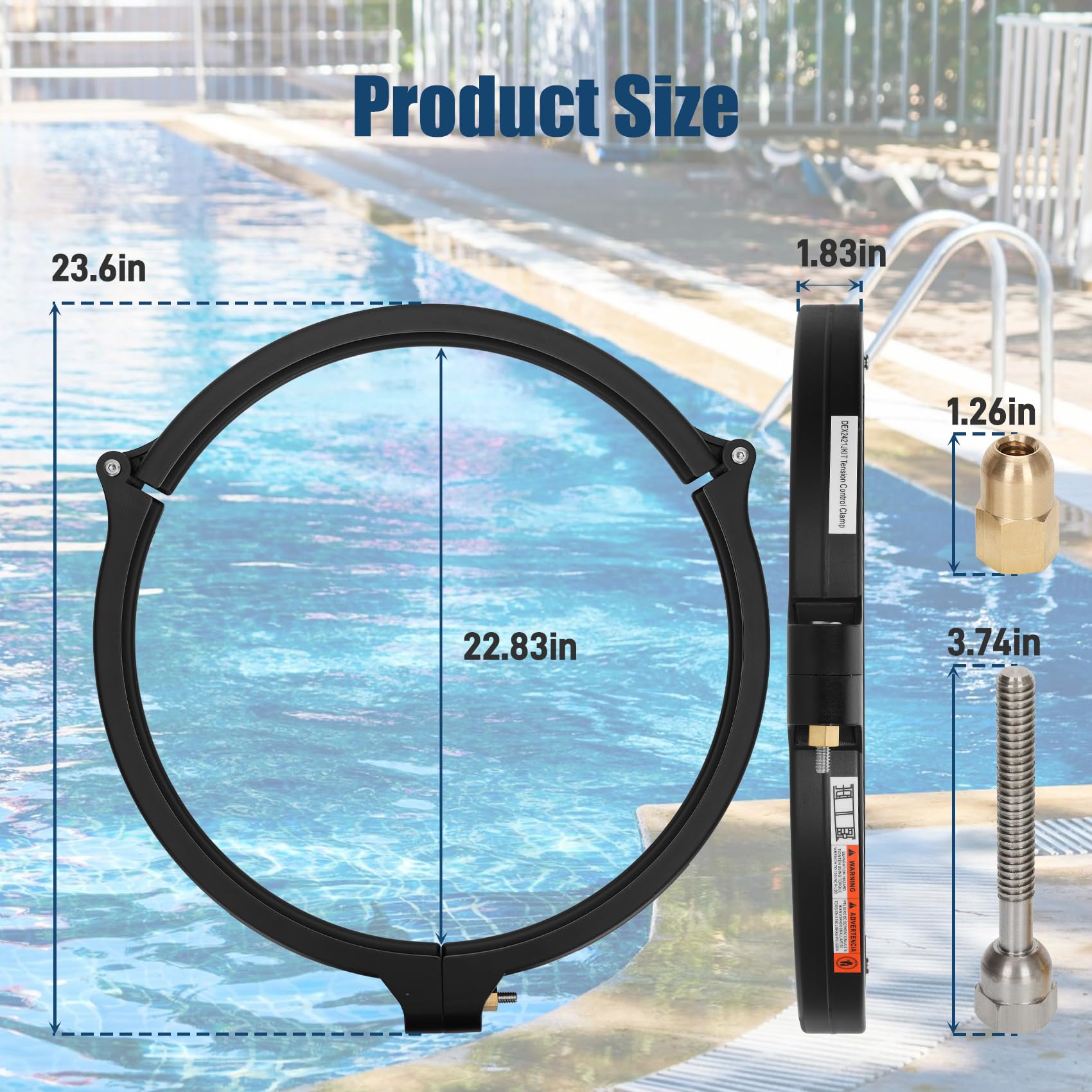 Anrain DEX2421JKIT - Abrazadera de control de tensión compatible con filtros Hayward Swim-Clear y Hayward Pro-Grid, DEX2421JKIT abrazadera de filtro de cartucho con sello de tanque