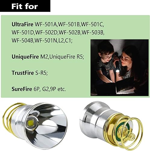 Miniatura 7 de Bombilla LED de repuesto ultra brillante, módulo de diseño P60 para todos los Surefire Hugsby C2 G2 Z2 6P 9P G3 S3 D2 Ultrafire 501B 502B, 900LM 1