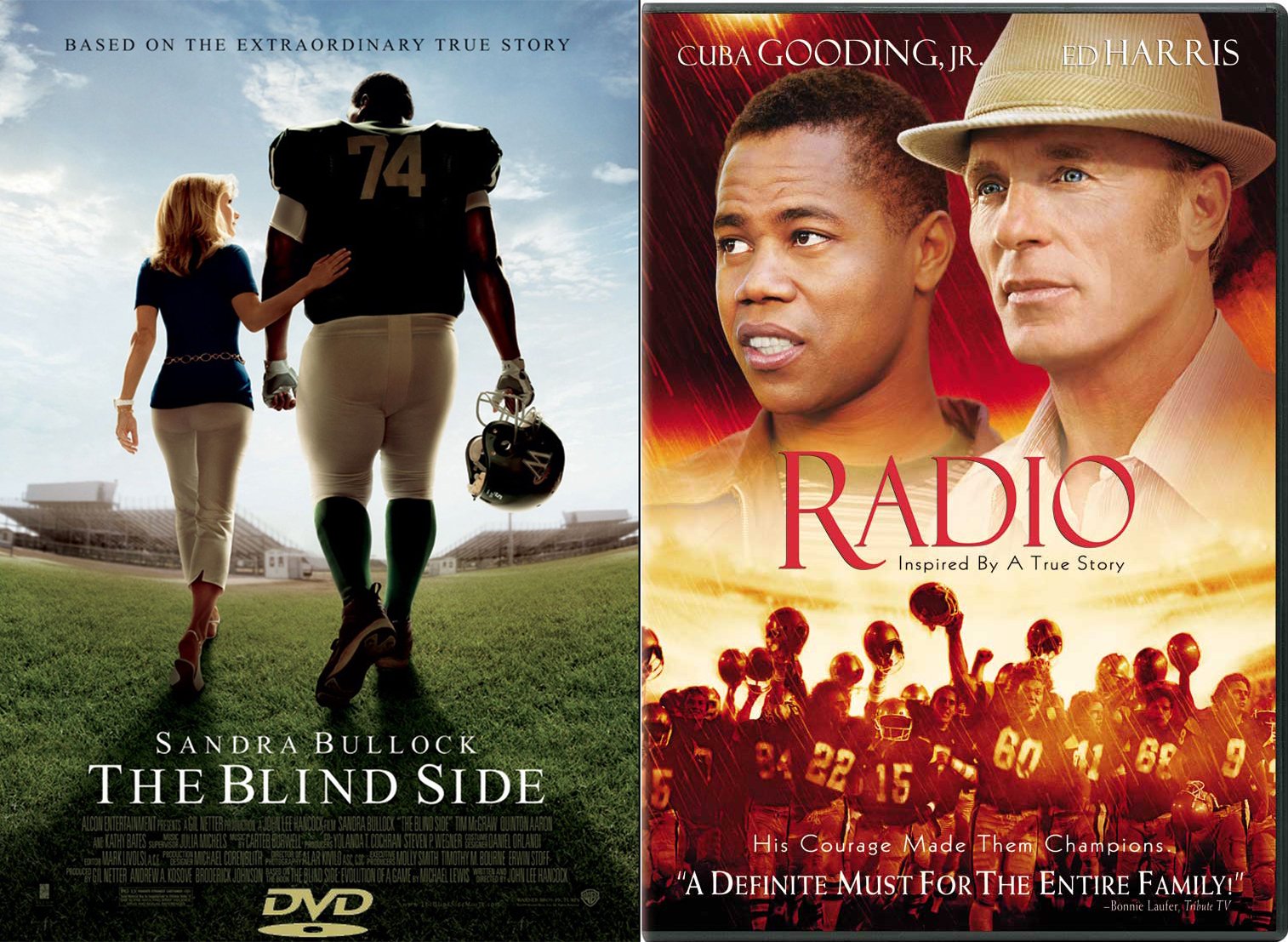 Extraordinary True Story Football Movie DVD Set Radio The Blind Side Double Feature inspirational Sports film bundle