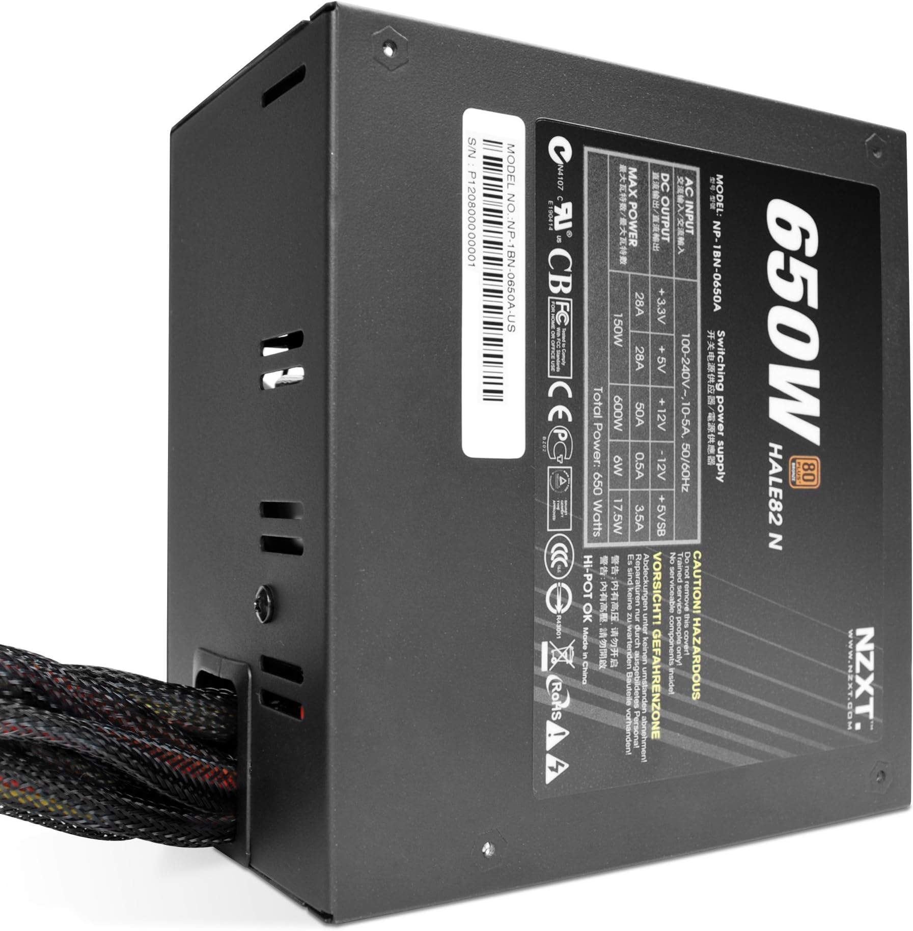 NZXT Hale82N 650W 80 Plus Bronze Active 240-Pin Non-Modular Power Supply, Black np-1bn-0650a-us