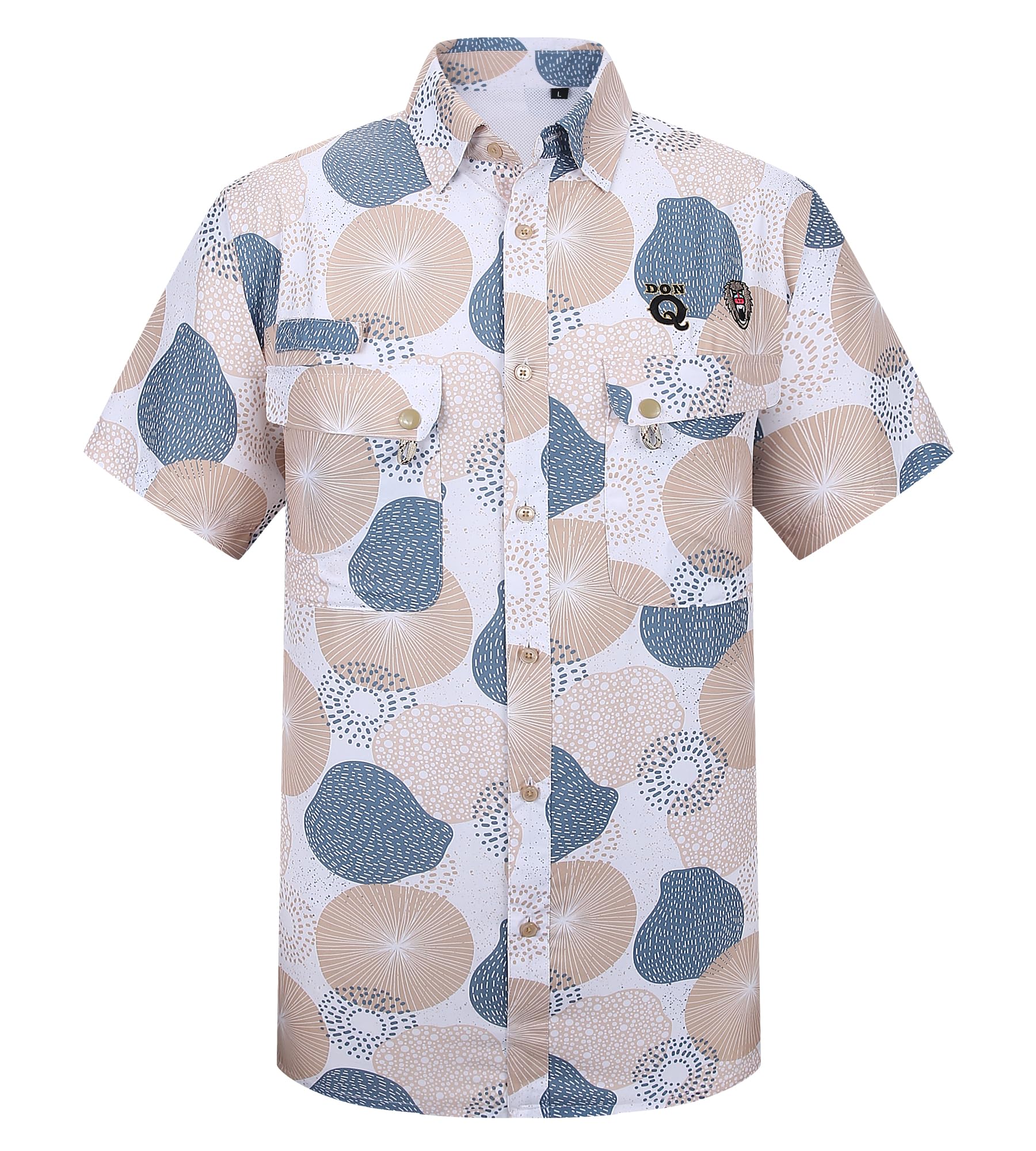 Alex Vando Printed Fishing Shirts Short Sleeve Outdoor Casual Shirt with Mesh Inside