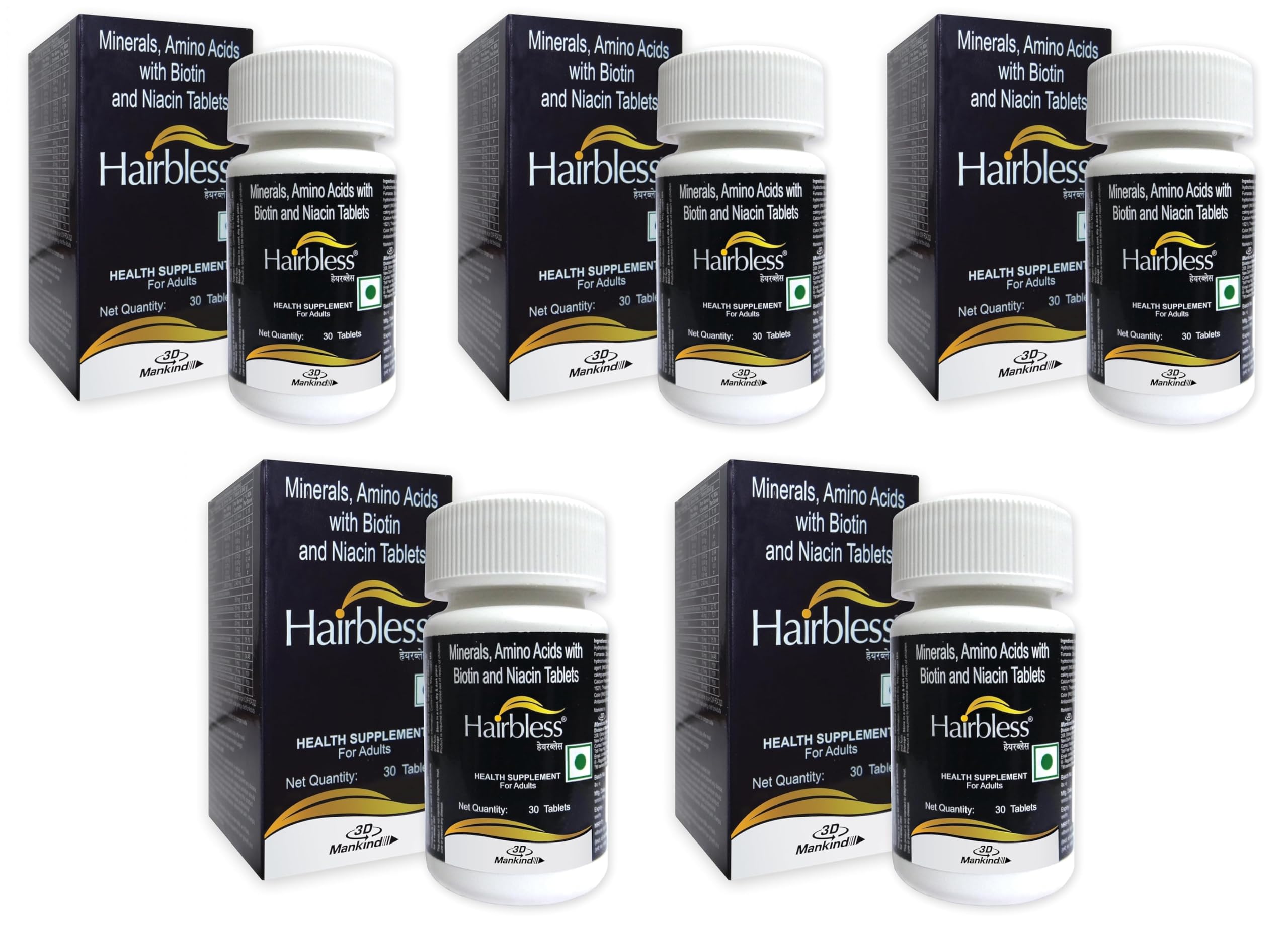 Mankind HairBless Hair Supplement | with Biotin and Niacin | Gluten Free | Amino Acid, Minerals and Vitamins | Enriched with L-Cystiene | 30 Tablets — Amazon image 10