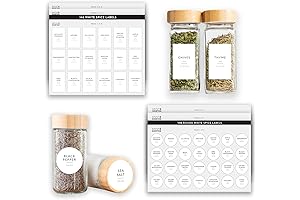 146 Preprinted Rectangle & Round Minimalist Spice Jar Labels for Easy Pantry Organization