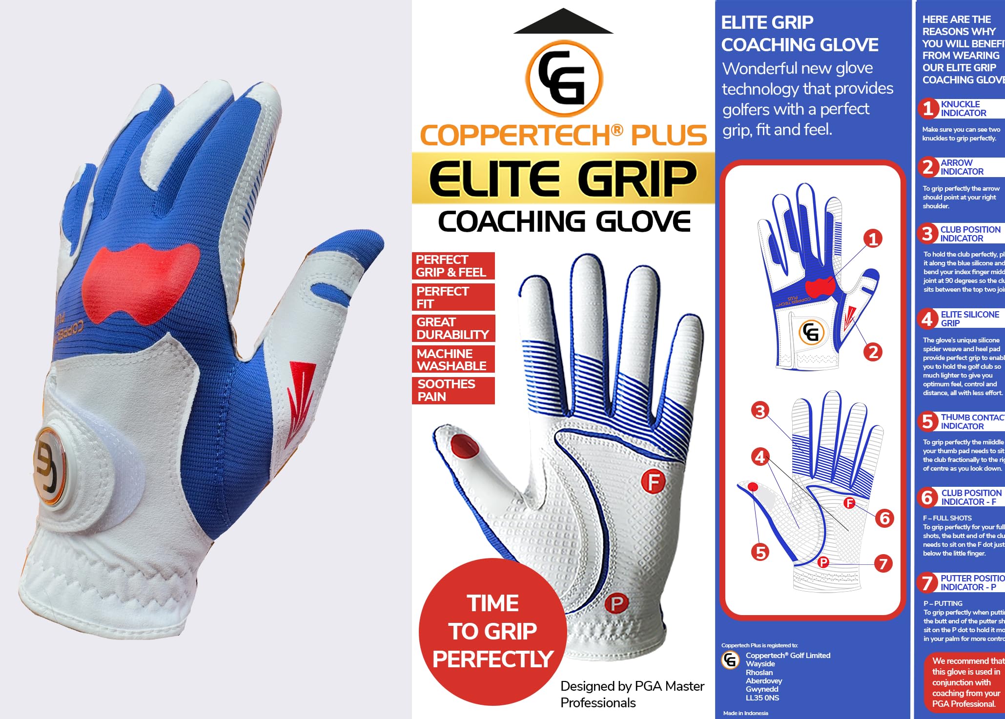 Coppertech PLUS ELITE GRIP COACHING GLOVE - BEST TRAINING GOLF GLOVE EVER AND BRILLIANT PRICE AND VALUE! (Mens Right-Hand XL for Left-Handed Golfers) โ image 1