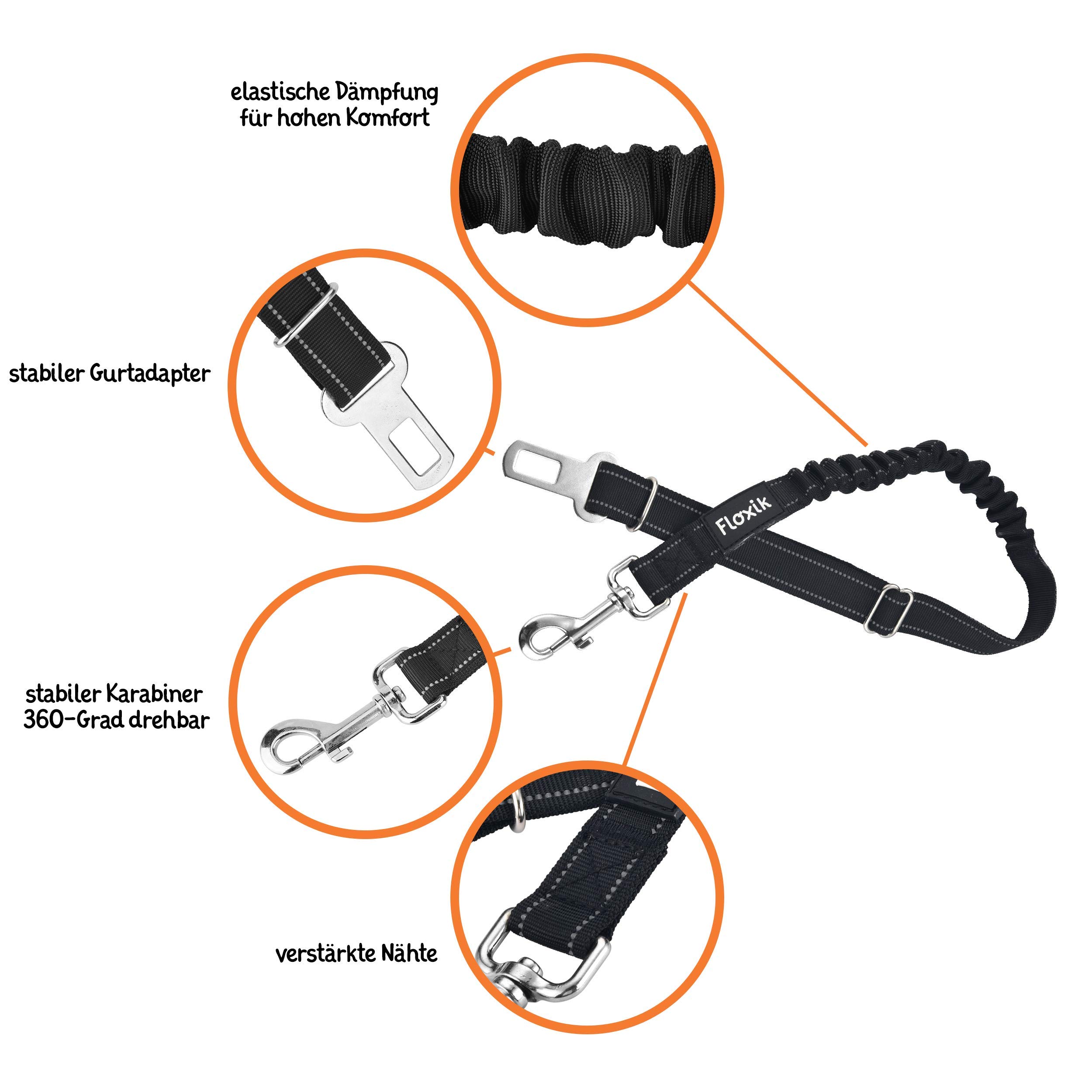 Lukovee Dubbele Auto Veiligheidsgordels, Reflecterende hond veiligheidsgordels voor auto's Verstelbare Elastische Anti-Shock Bungee Buffer 2 Honden Auto Harnas Veiligheidsgordels Koppeling, Puppy Cars