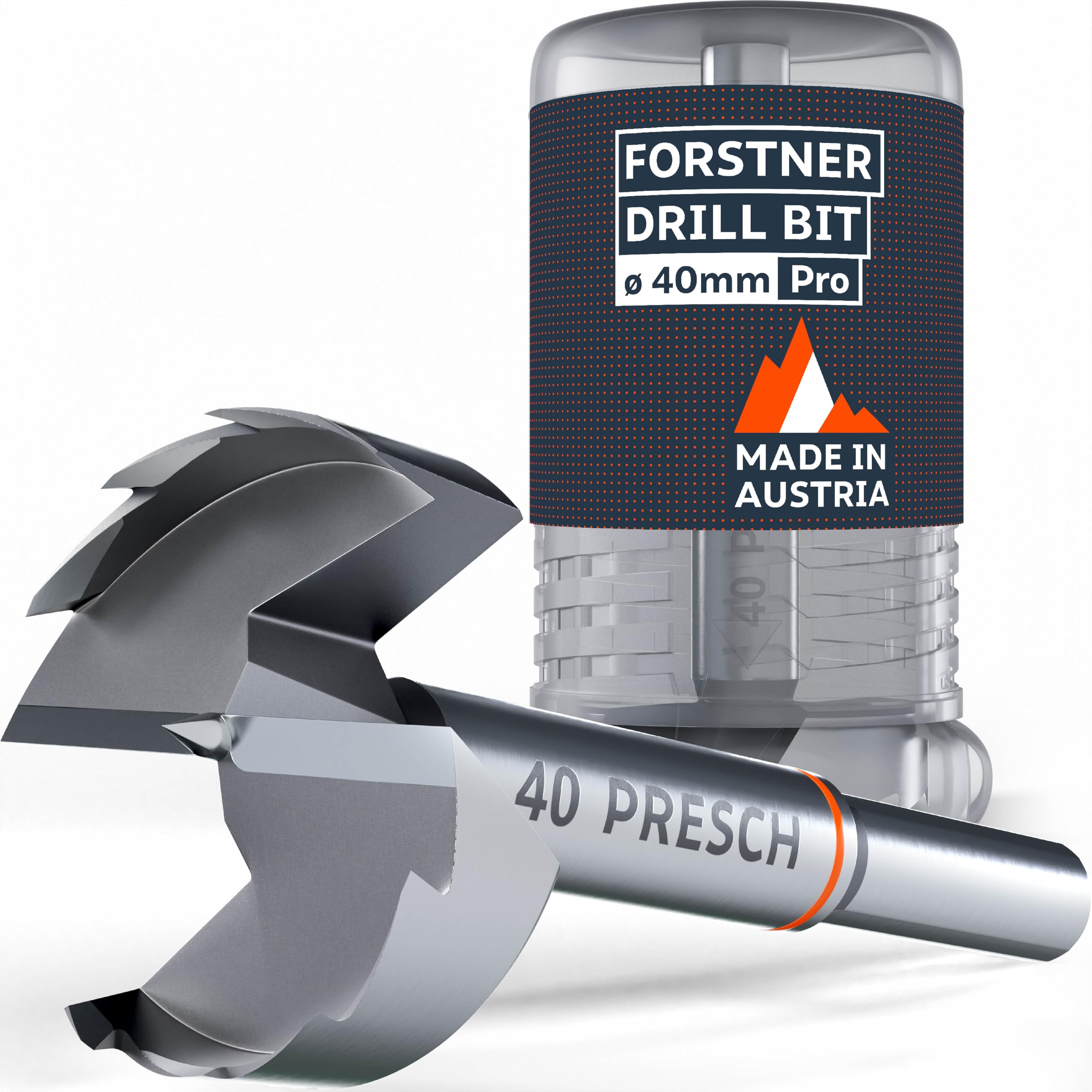 Presch Forstner Drill Bit diameter 40mm, drill bit for wood with high-precision centering point for perfect round holes