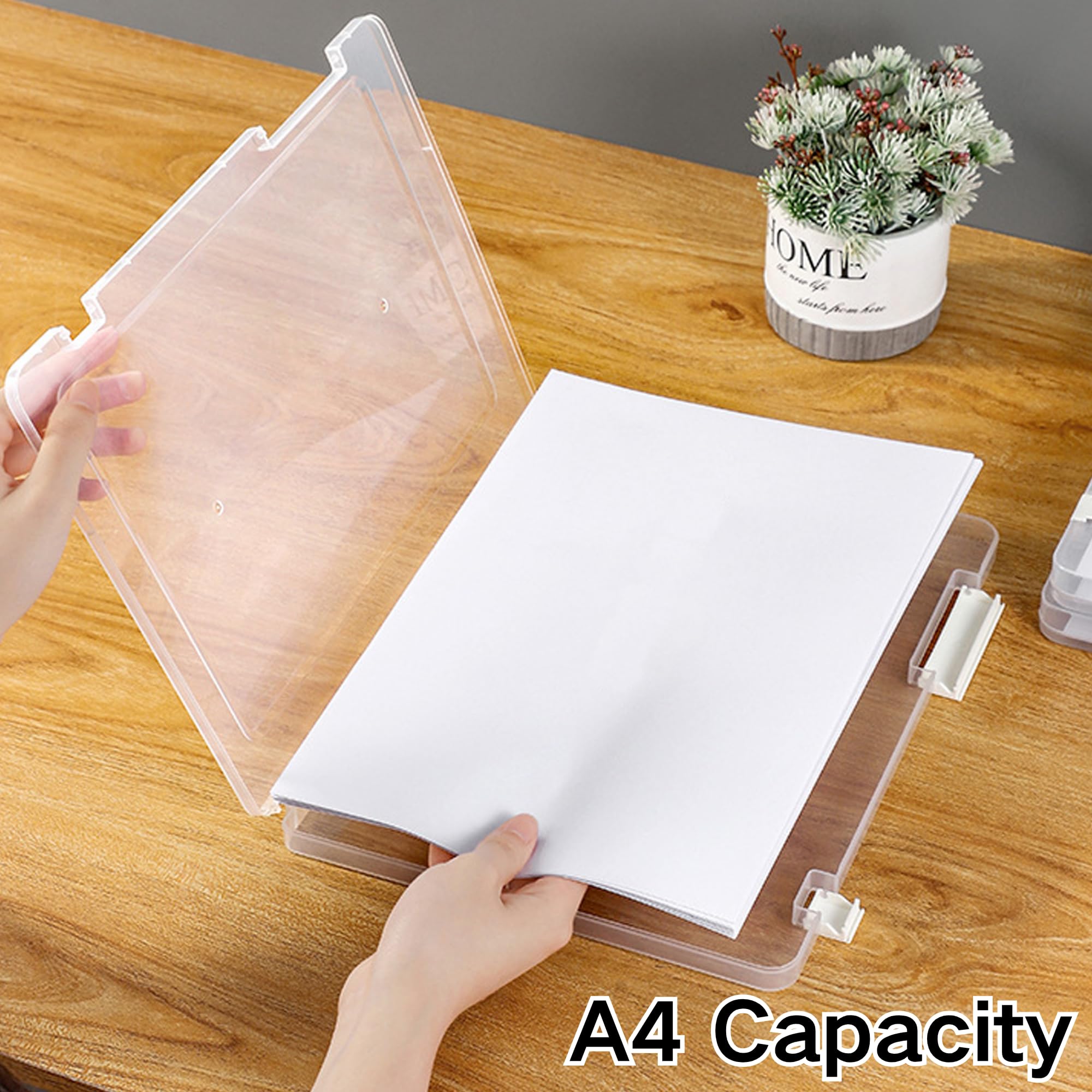 SUQ 8 Scatole per Archiviazione File, Valigetta Portatile per Progetti Formato A4, Scatole di Archiviazione con Coperchio, per Ufficio, Strumenti, Arti e Forniture per Artigianato