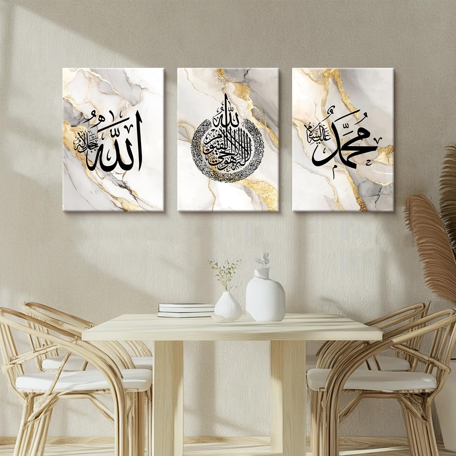 3 Pcs Wooden Framed Canvas Wall Art Set Bohemian Sage Green Canvas Prints Poster Geometric Line Beige Green Pictures for Living Room Bedroom Dinning Room Hallway Stairs Wall Decor 30x40cm x3pcs — view 207