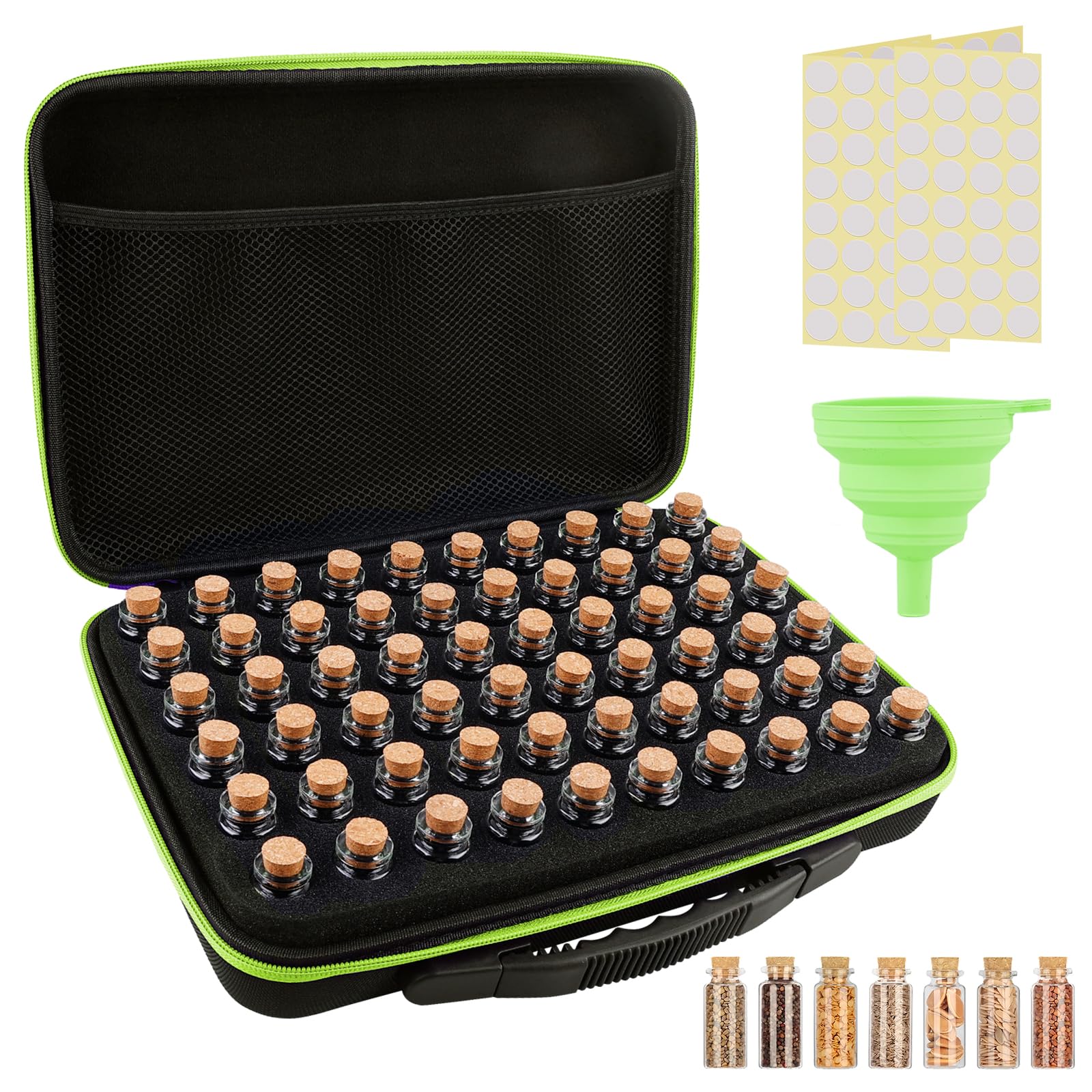 60 Grilles Boite À Graines, Boîte De Rangement De Graines, Boîte De Stockage De Graines Rangement Graine Potager Organisateur De Semences avec Entonnoir Autocollants Bouteilles pour Les Graines, DIY