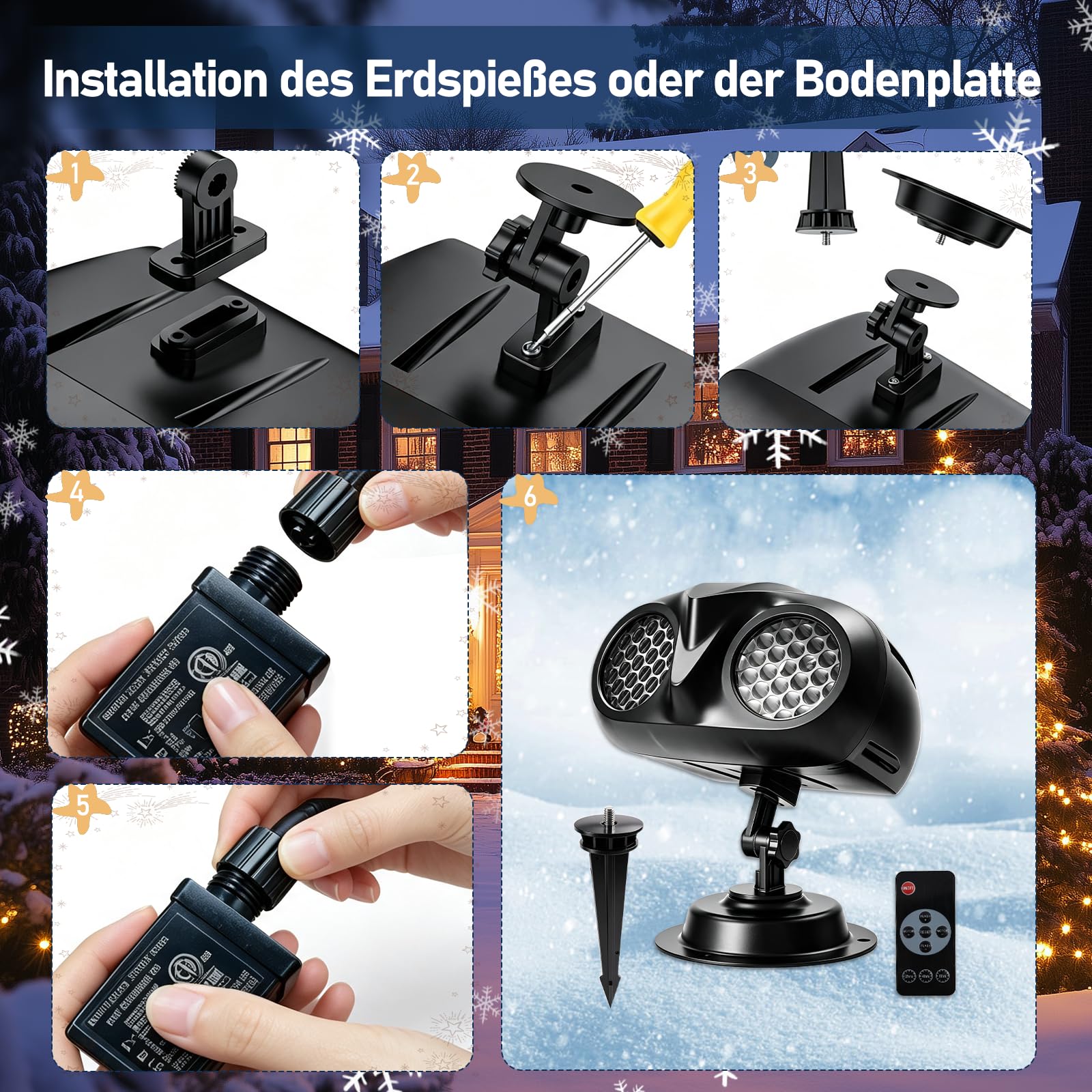 Proyector de Navidad Para Exteriores, Proyector de luces navideñas, Proyector de Copos de Nieve LED Dinámico con Temporizador de Mando a Distancia,para Jardín Halloween Año Nuevo Cumpleaños Fiestas