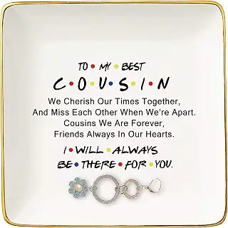 Topthink To My Best Cousin - I Will Always Be There for You - セラミックジュエリーホルダーリングディッシュトリンケットトレイ – 誕生日/クリスマス/卒業/結婚ギフト/いとこ/女性/彼女へ - 友達のテレビ番組