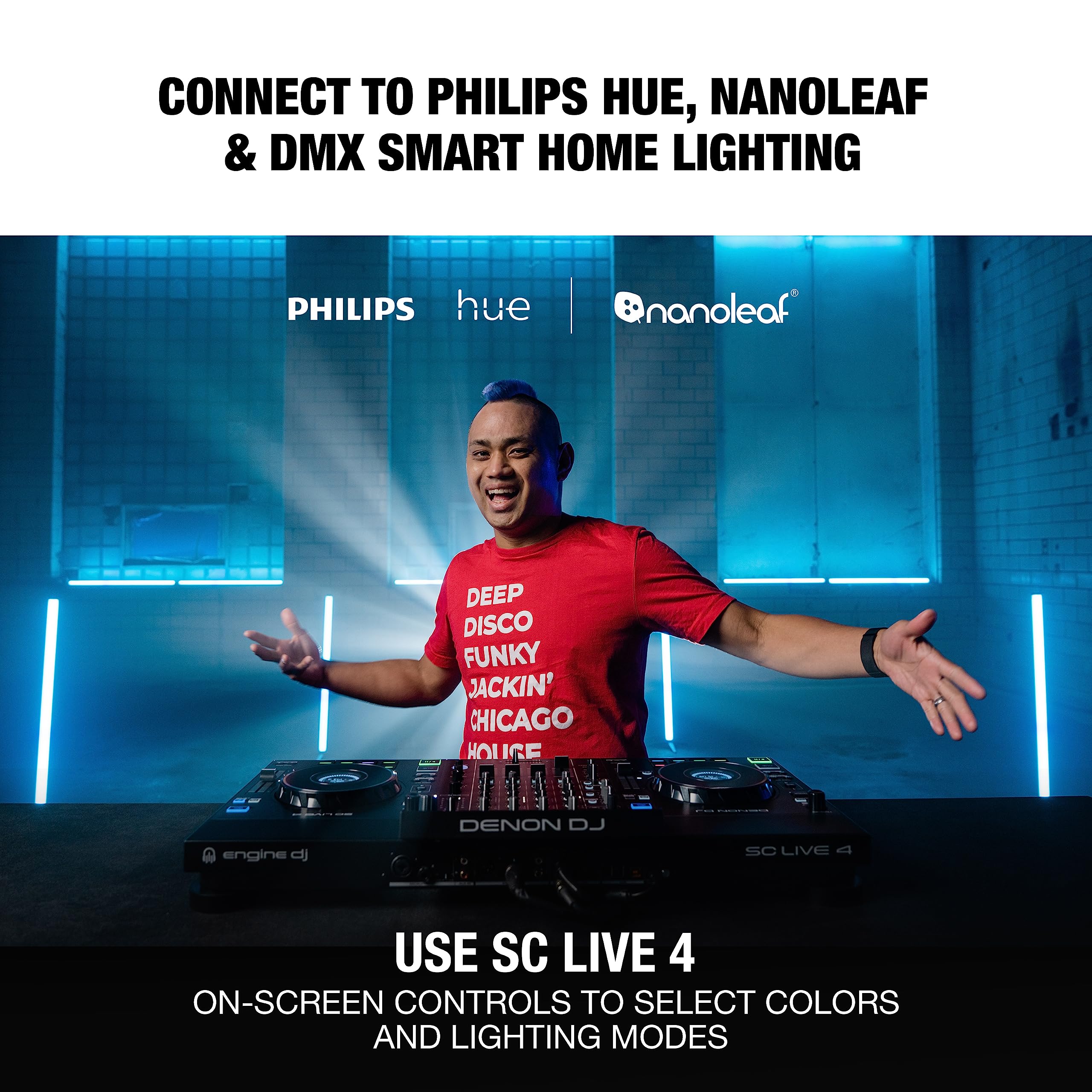 Denon DJ SC LIVE 4 Controller DJ niezależny z separacją stem, streaming Wi-Fi, głośniki, kompatybilny z Serato DJ