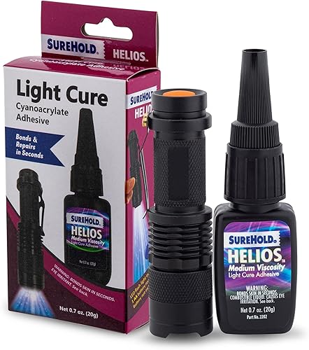 Miniatura 1 de Helios - Adhesivo de curado de luz  Super pegamento, kit de pegamento UV con luz, pegamento de unión, kit de reparación de plástico con luz UV para