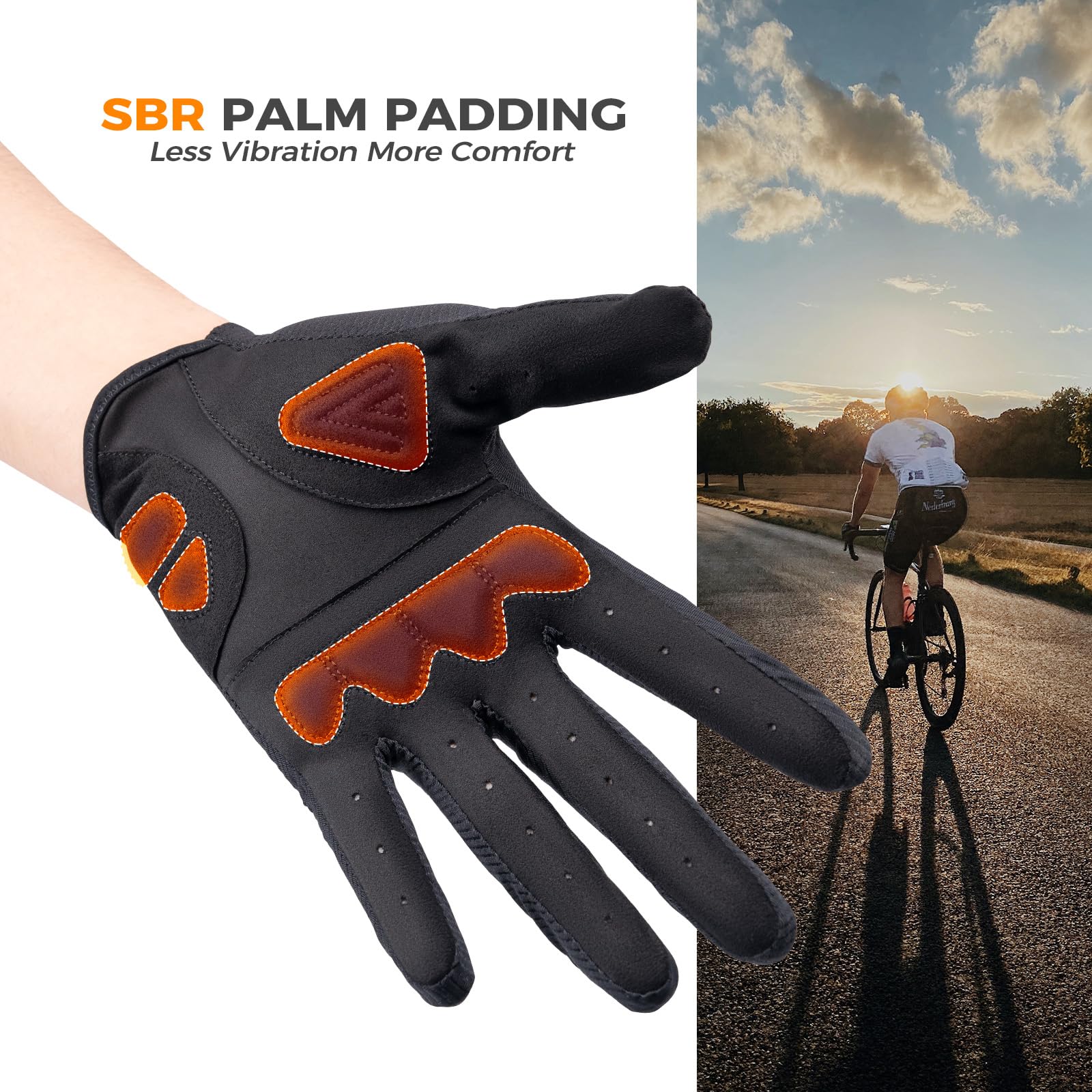ROCKBROS Guantes Ciclismo Hombre Mujer, Guantes Deporte Dedo Completo Pantalla Táctil en Todos Los Dedos, Antideslizante y Transpirable para MTB Bicicleta Carretera Gravel Running