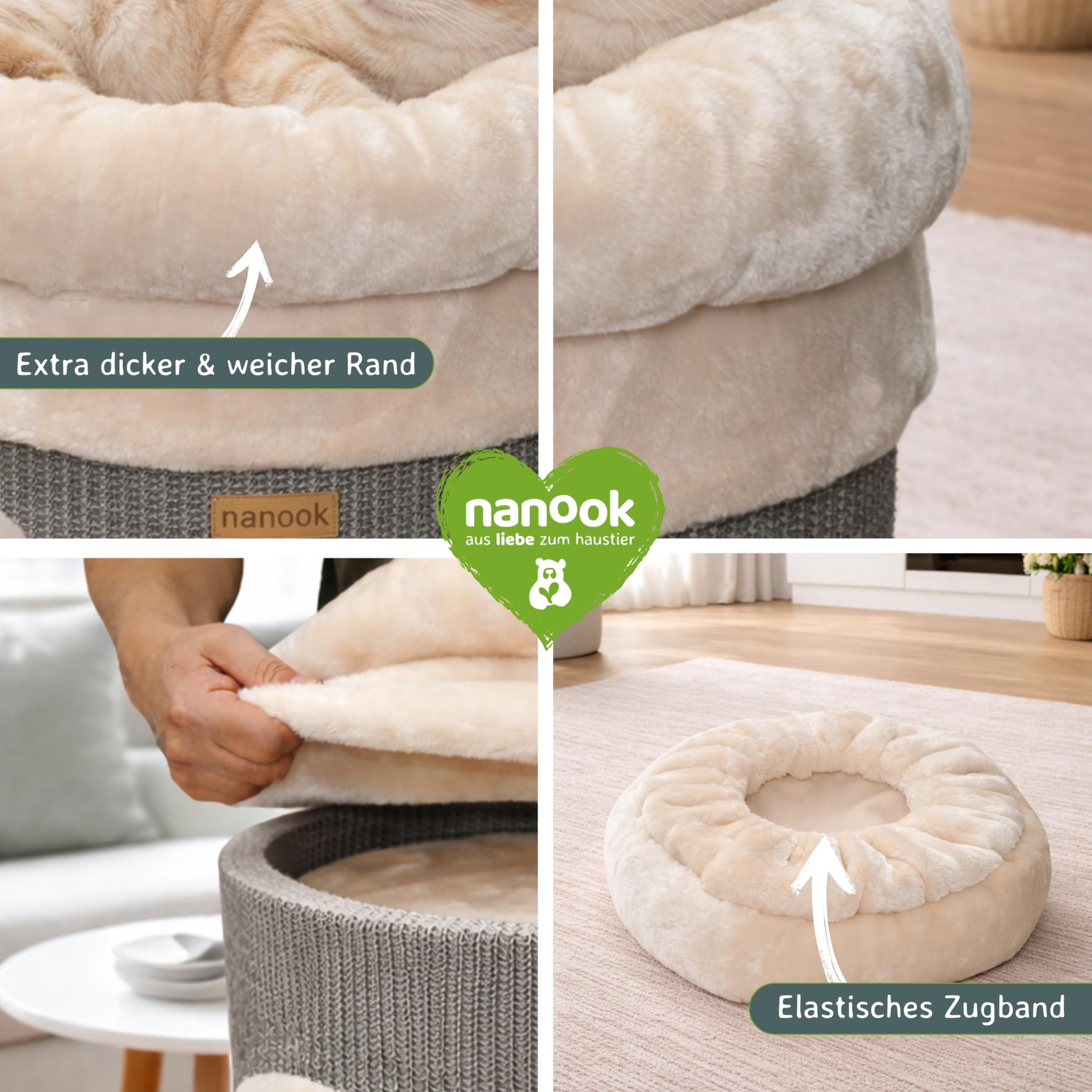 nanook Katzenbett Liegemulde Katzenliege Schlafplatz als Kratztonnen Erweiterung Zubehör beige