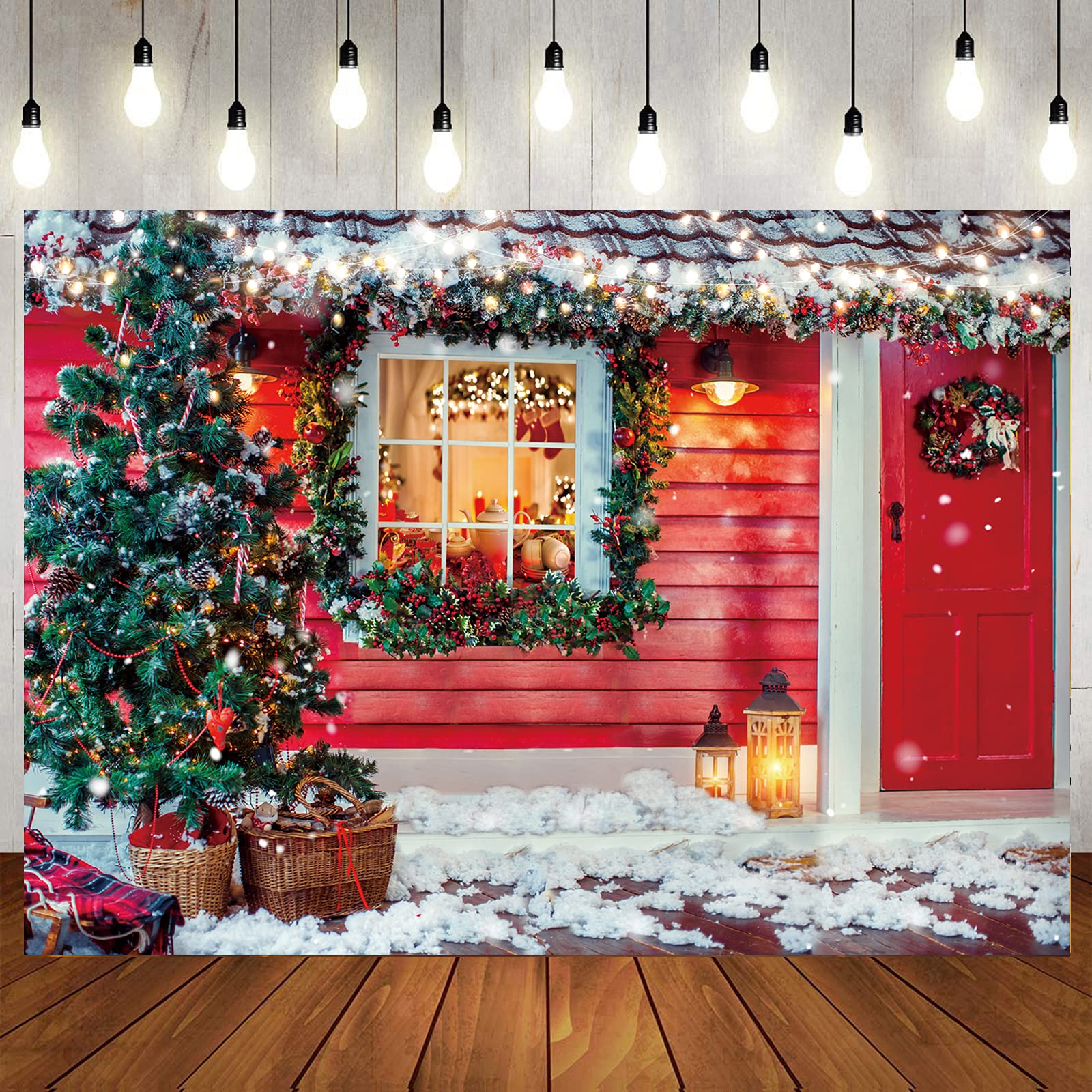 Weihnachts-Fotohintergrund Rosa, 2,1 X 1,5 M – Mit Kamin, Geschenken & Schnee Für Studio Oder Party