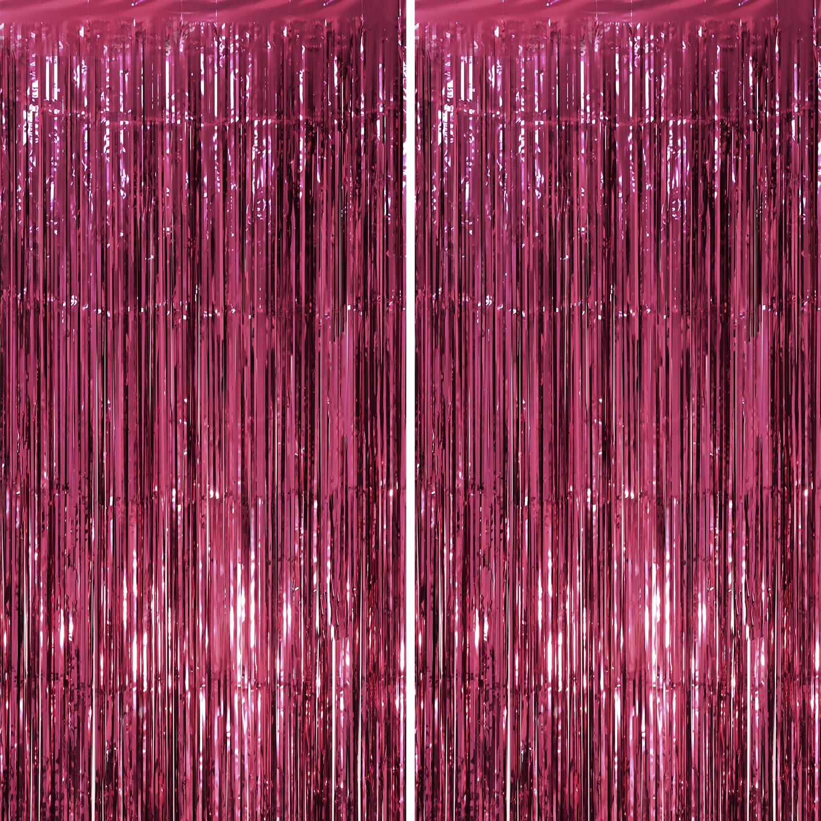 Voircoloria Burgundy Foil Fringe Backdrop Curtains,3.3x6.6ft, 2 Pack | Tinsel Streamers, Door Shimmer, For Baby Shower, Birthday Party Decorations, Graduations