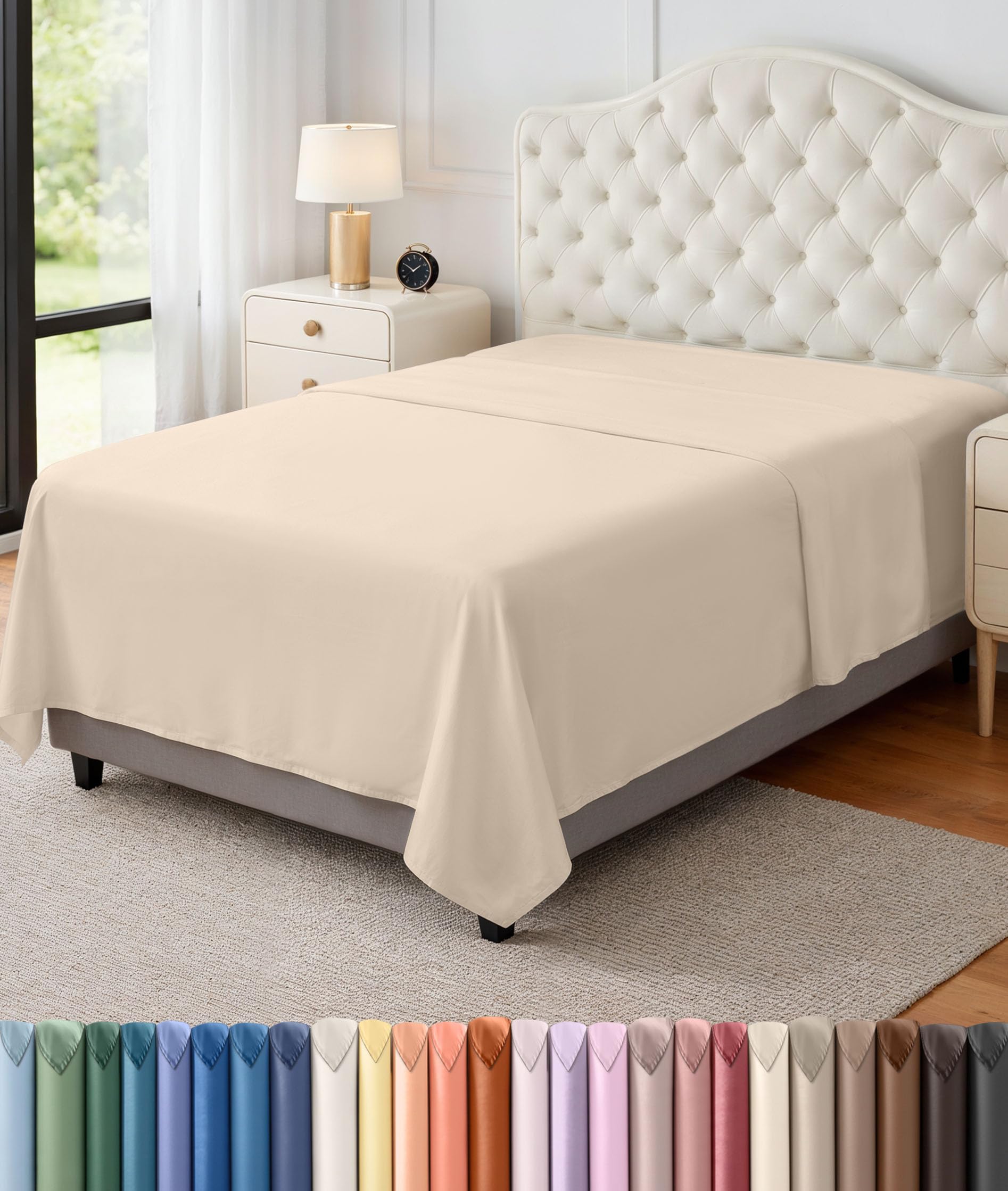 Utopia Bedding Bettlaken, Oberlaken, weich gebürstetes Mikrofasergewebe, kein Einlaufen, farbecht, pflegeleicht, nur 1 Bettlaken, Doppelbett-Größe, Beige