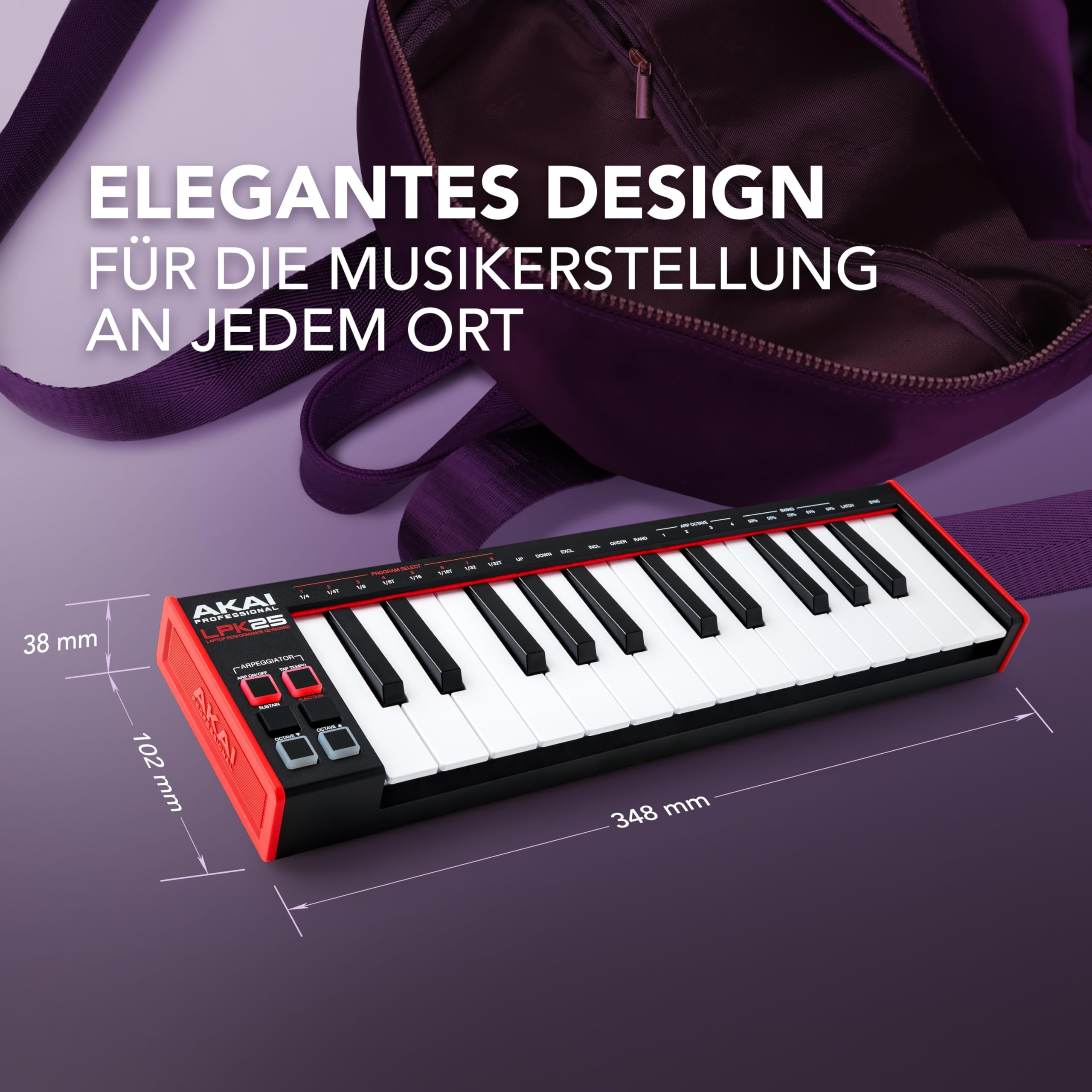 Akai Professional LPK25 - USB MIDI Keyboard Controller mit 25 Responsiven Synth-Tasten für Mac und PC, Arpeggiator und Musikproduktionssoftware