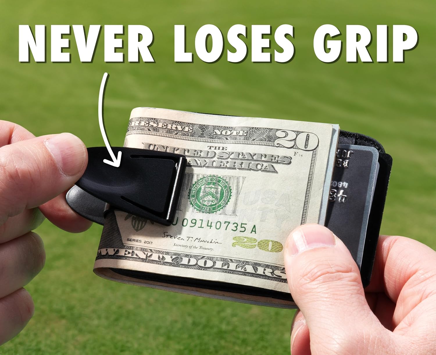 Mini Geneva Black Matte MoneyClamp®, The Only Money Clip that Never Loses Its Grip, Forever Warranty