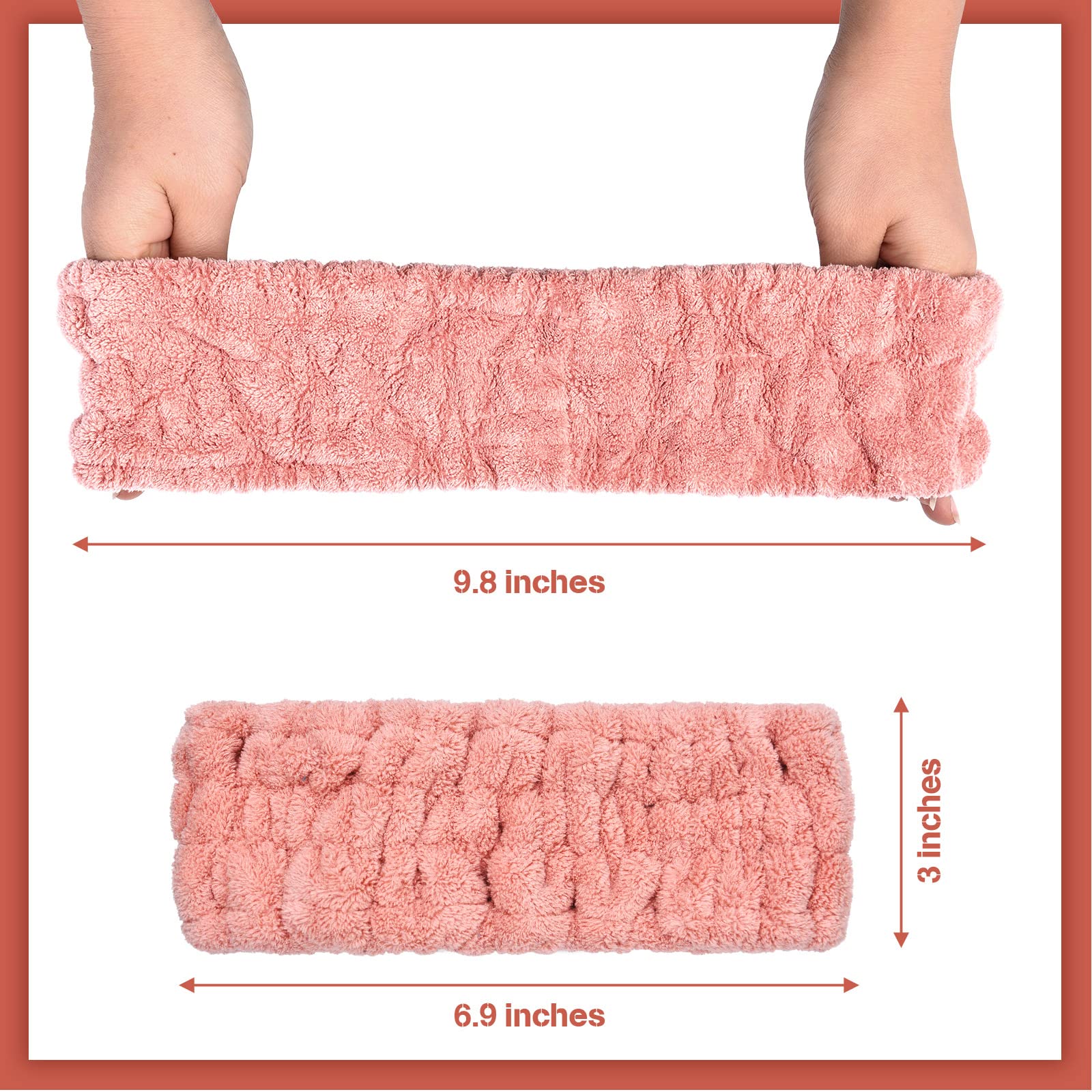 Chuangdi 3 Pieces Spa Headband for Women Facial Makeup Headband Soft Terry Cloth Hairband for Washing Face Mask Spa Shower Gifts(Pink - Image 2
