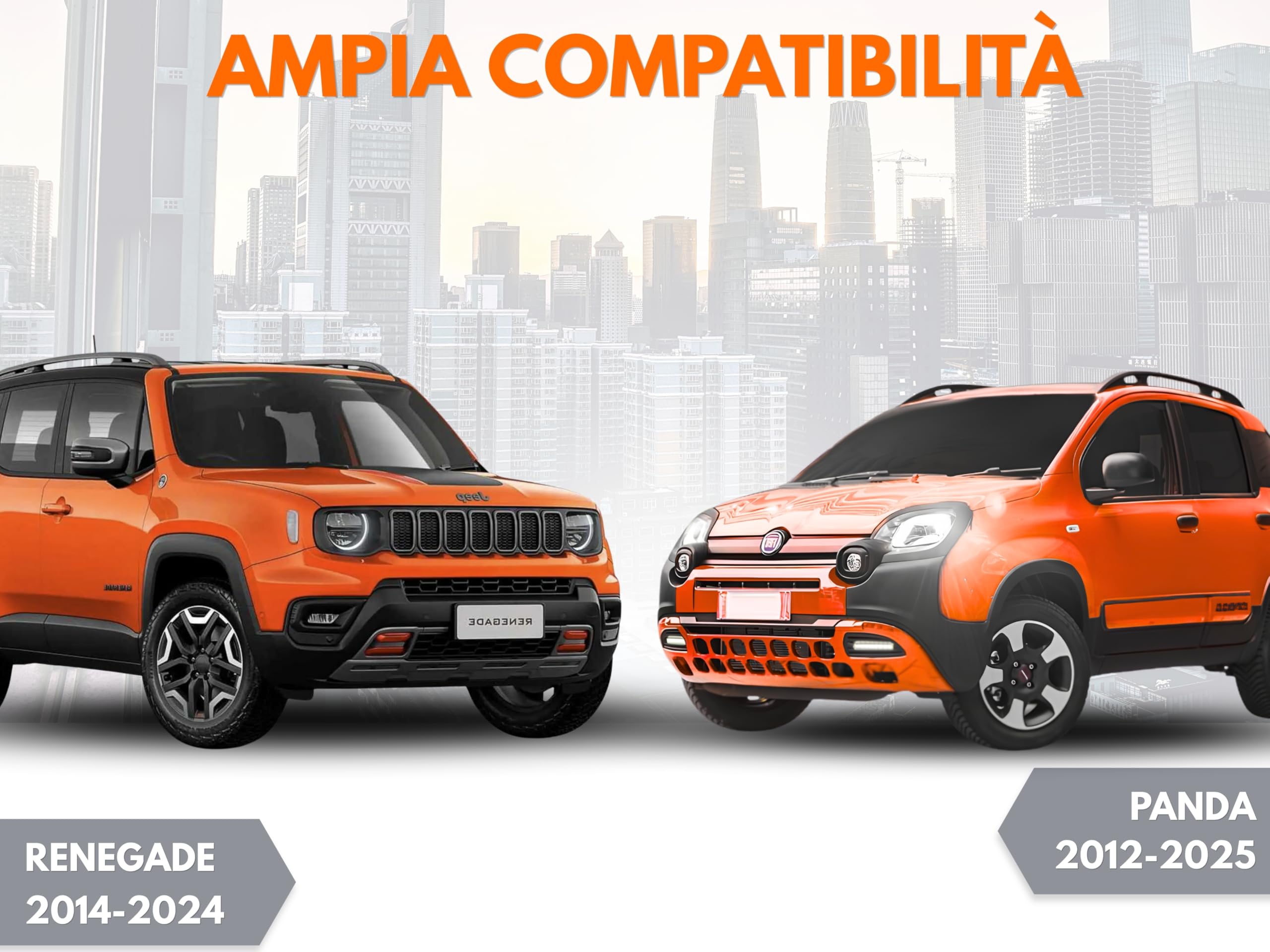 Tappi Barre Longitudinali compatibile con Jeep Renegade 2014-2024 compatibile con Fiat Panda kit 4 pezzi copertura barre portapacchi portatutto ricambio codice 735709736