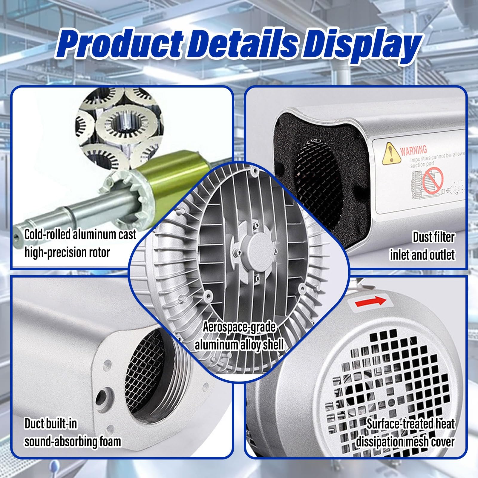 Bomba De Aire Regenerativa, Soplador Regenerativo Industrial, Ventilador De Vórtice Industrial, Oxigenación De Acuarios Y Aireación De Estanques De Peces