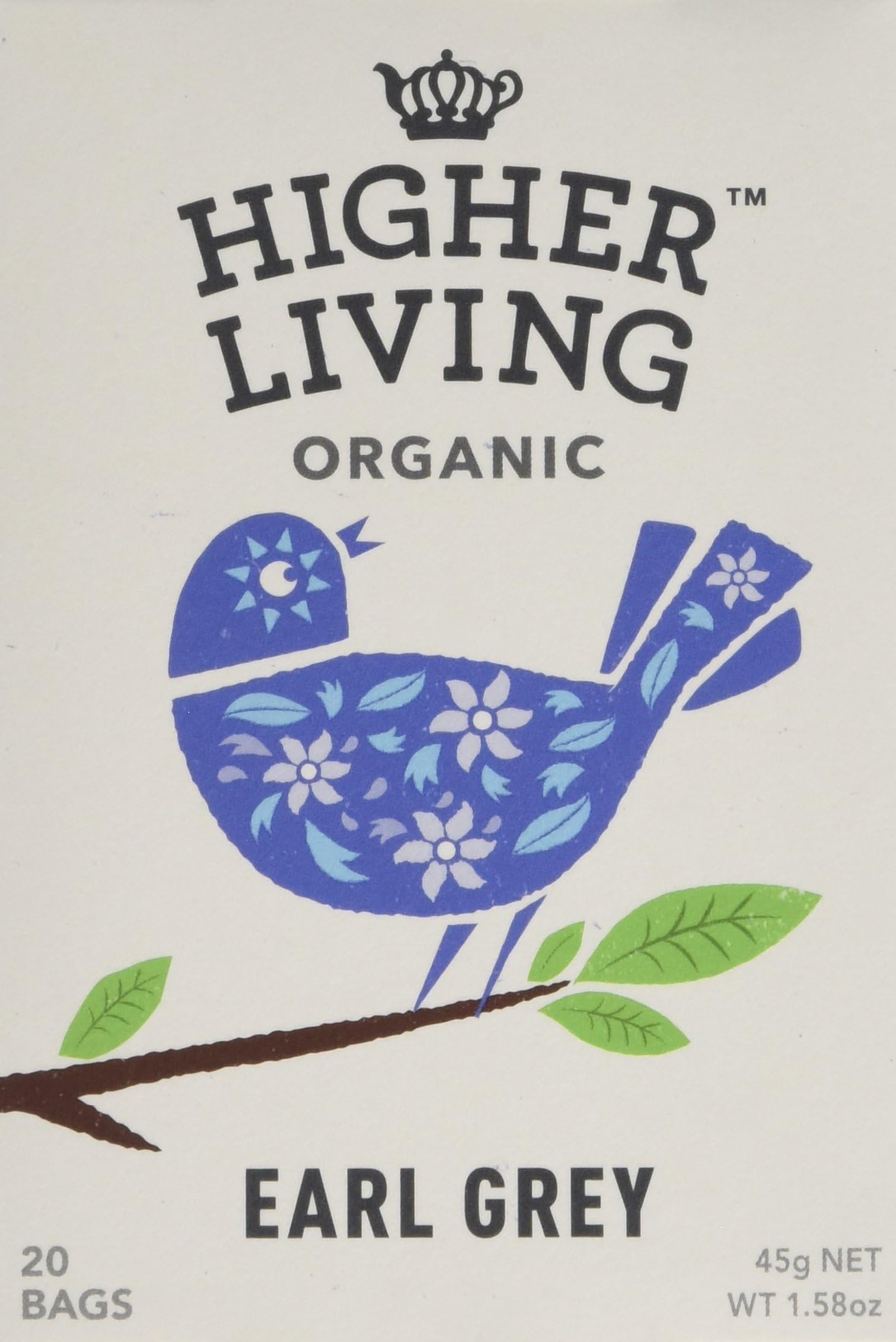 Higher Living Earl Grey Organic Enveloped Tea (Pack of 4, Total 80 Bags)