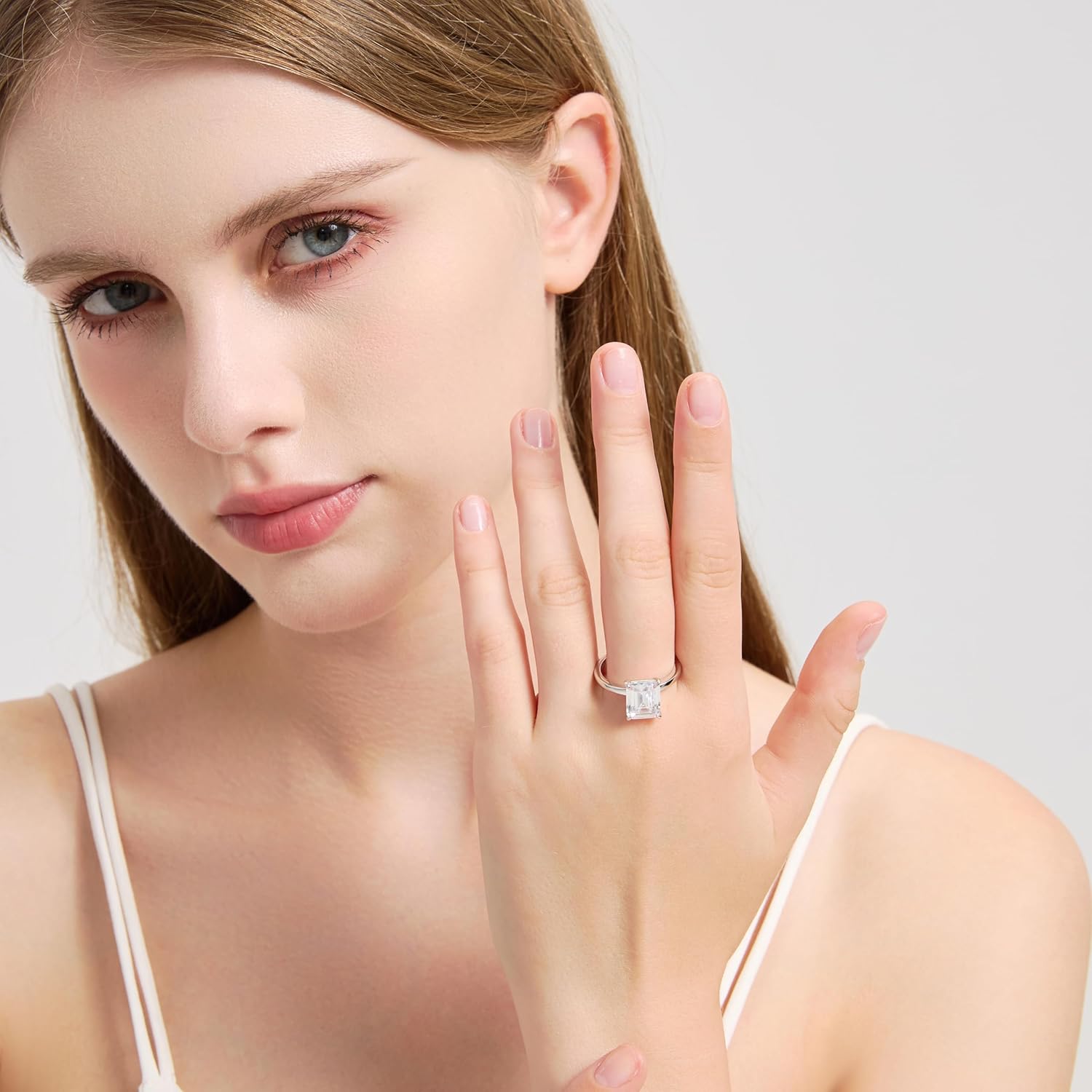 3CT 925 Sterling Silver Engagement Rings for Women Emerald Cut Solitaire Cubic Zirconia Wedding Promise Rings for Her Size 4-11 - Image 6