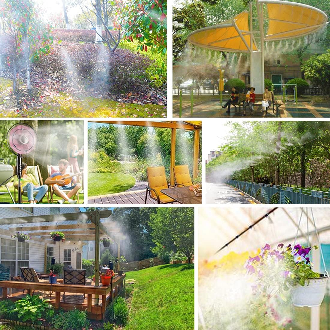 Hylaea Misting Cooling System, Patio Misting System 60FT 1/4" Outdoor Misters for Patio Cooling, Greenhouse Misting System Kit for Plants, Tent, Backyard