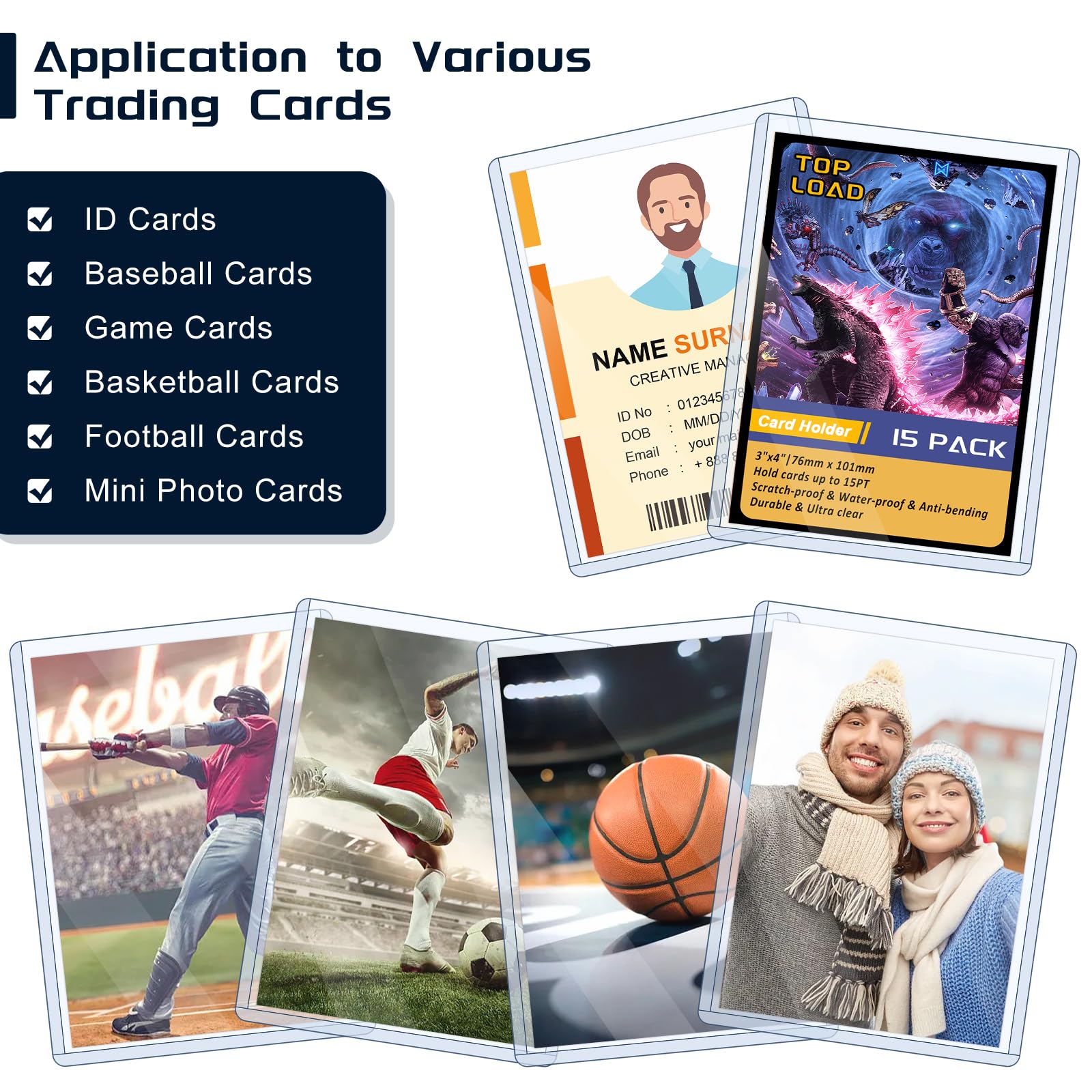 Amazon.com: 15 Pack Top Loads for Cards 3"x4" Hard Plastic Card Sleeves  Baseball Card Protectors Hard Plastic Sports Card Holder for Trading Cards, Baseball  Cards, Game Cards : Toys & Games