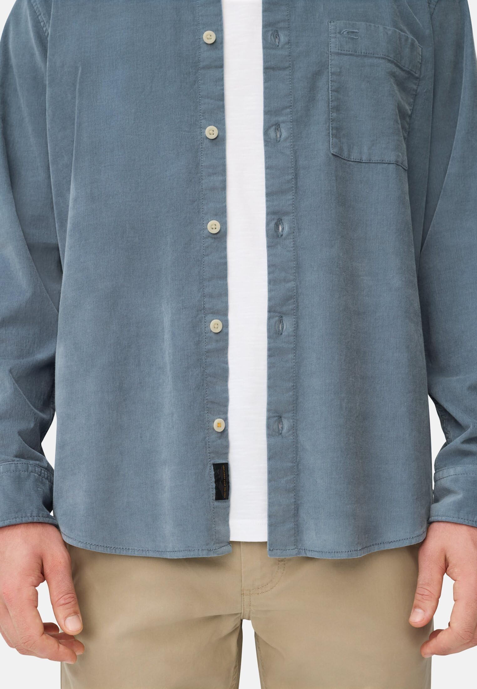camel active Herren fleXXXactive® Langarm Shirt mit Button-Down-Kragen und Brusttasche