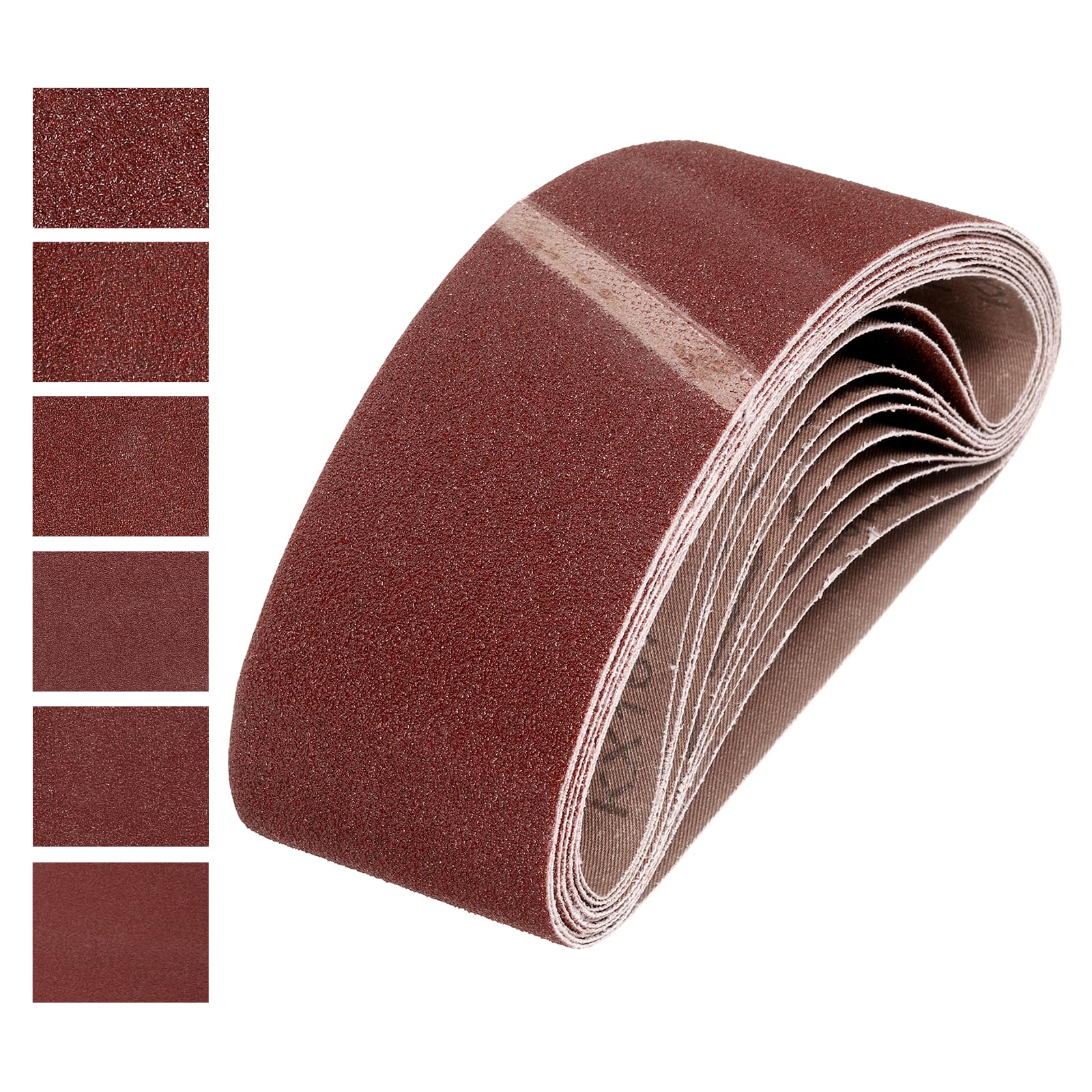 Bande abrasive 100x610 mm contre l'usure prématurée, lot de 18 pièces multi-grains