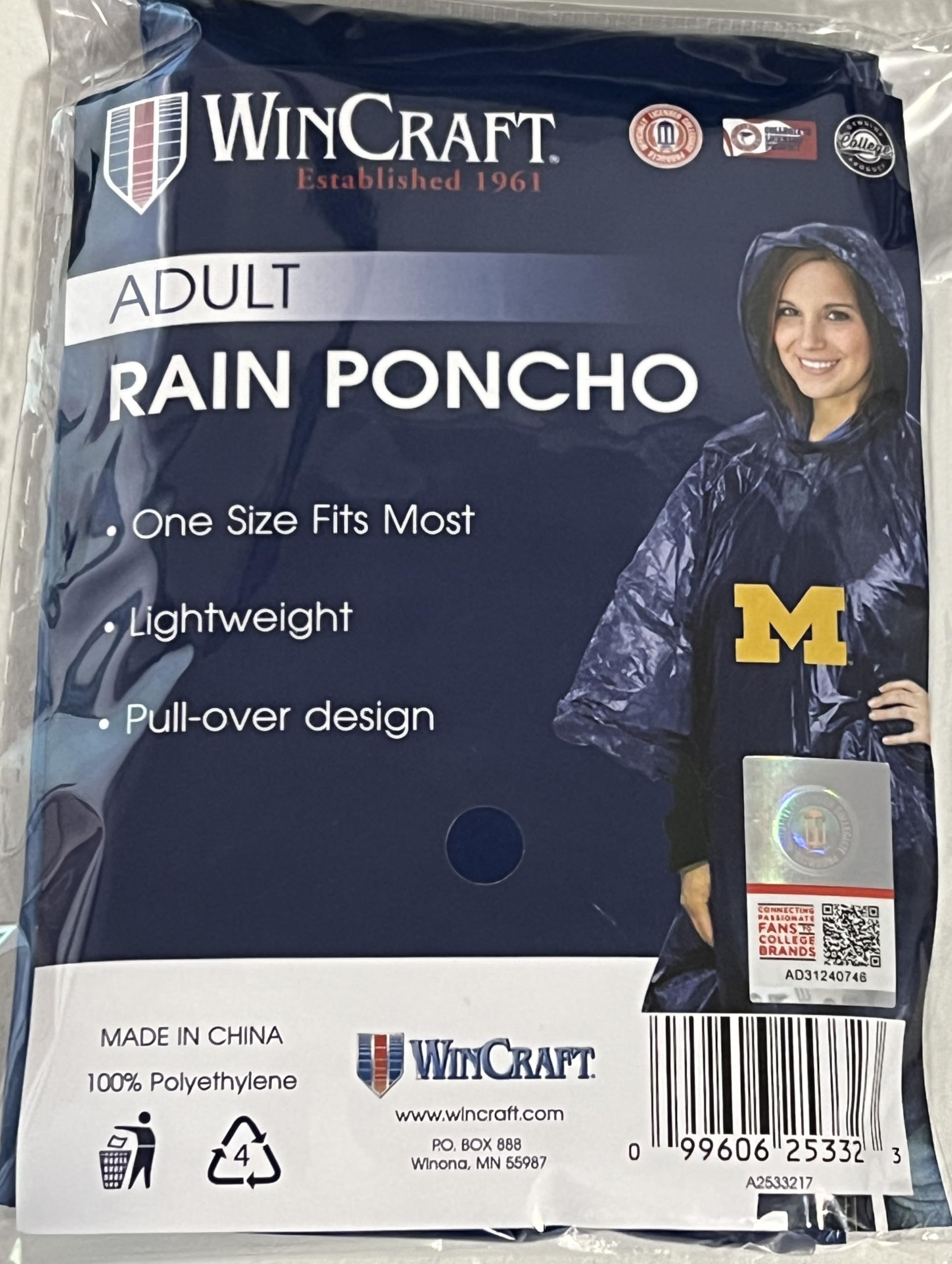 WinCraft NCAA womens Rain Poncho