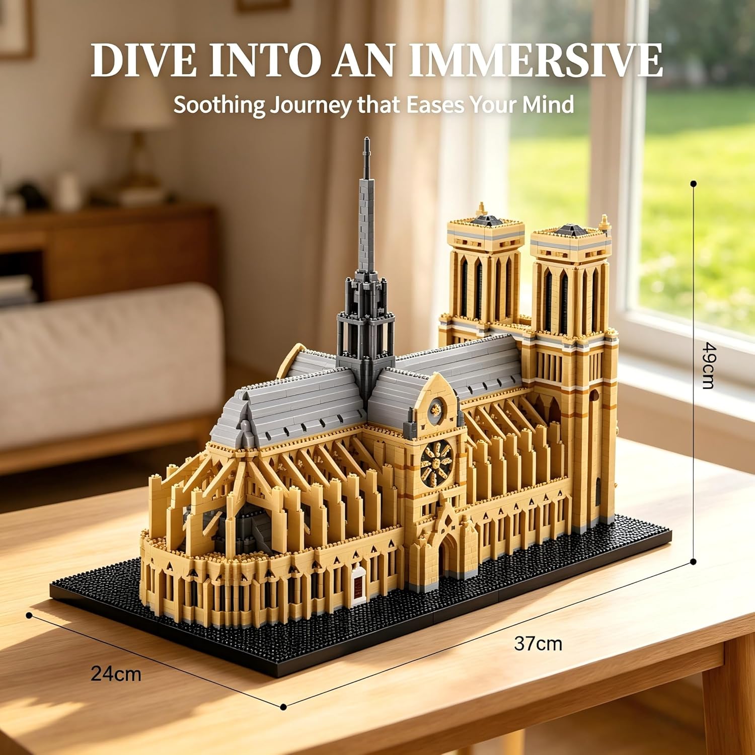 Big Notre Dame Cathedral Micro Blocks Set for Adults, 7380 Pcs Large Paris Church City Architecture Building Block Sets, French Iconic Castle Gift for Teen 14+ Home Office Decor