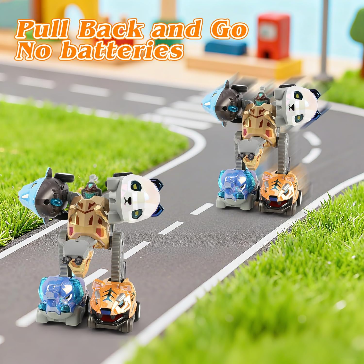 Toys for 3 4 5 6 Year Old Boys– 5-in-1 Animal Alloy Vehicle Detachable Construction Vehicles Set–Transform Robot Kids Toys Cars – Gifts for Boys Girls Birthday Christmas Easter