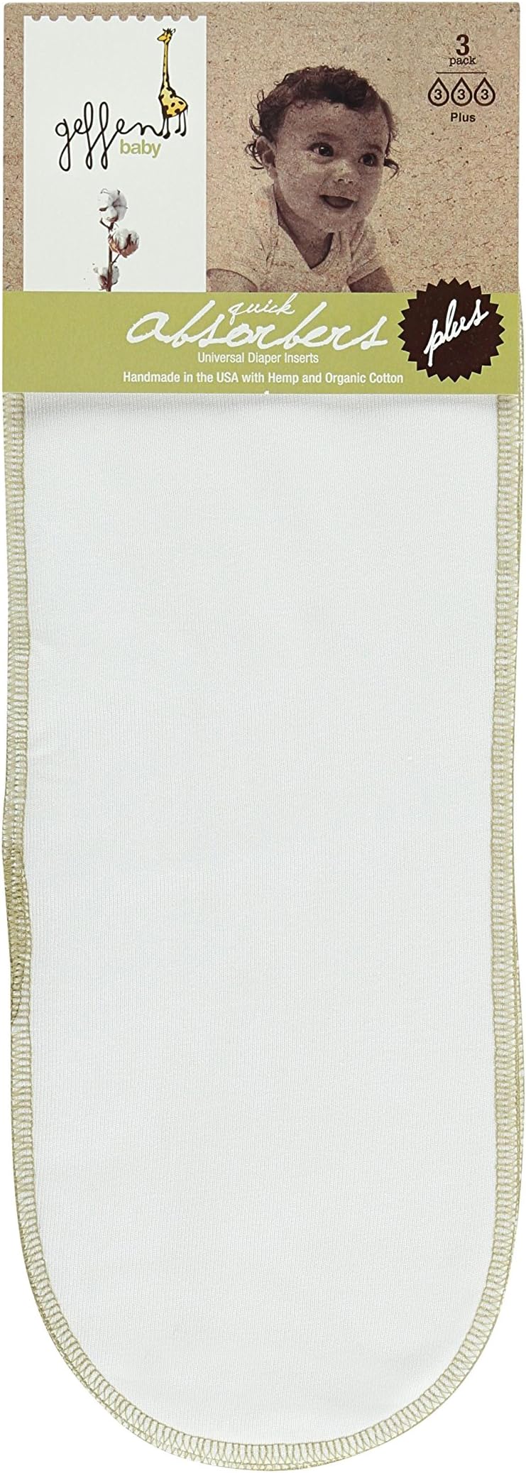 Geffen Baby Quick Absorbers Plus - Universal Cloth Diaper Inserts (3 Pack)