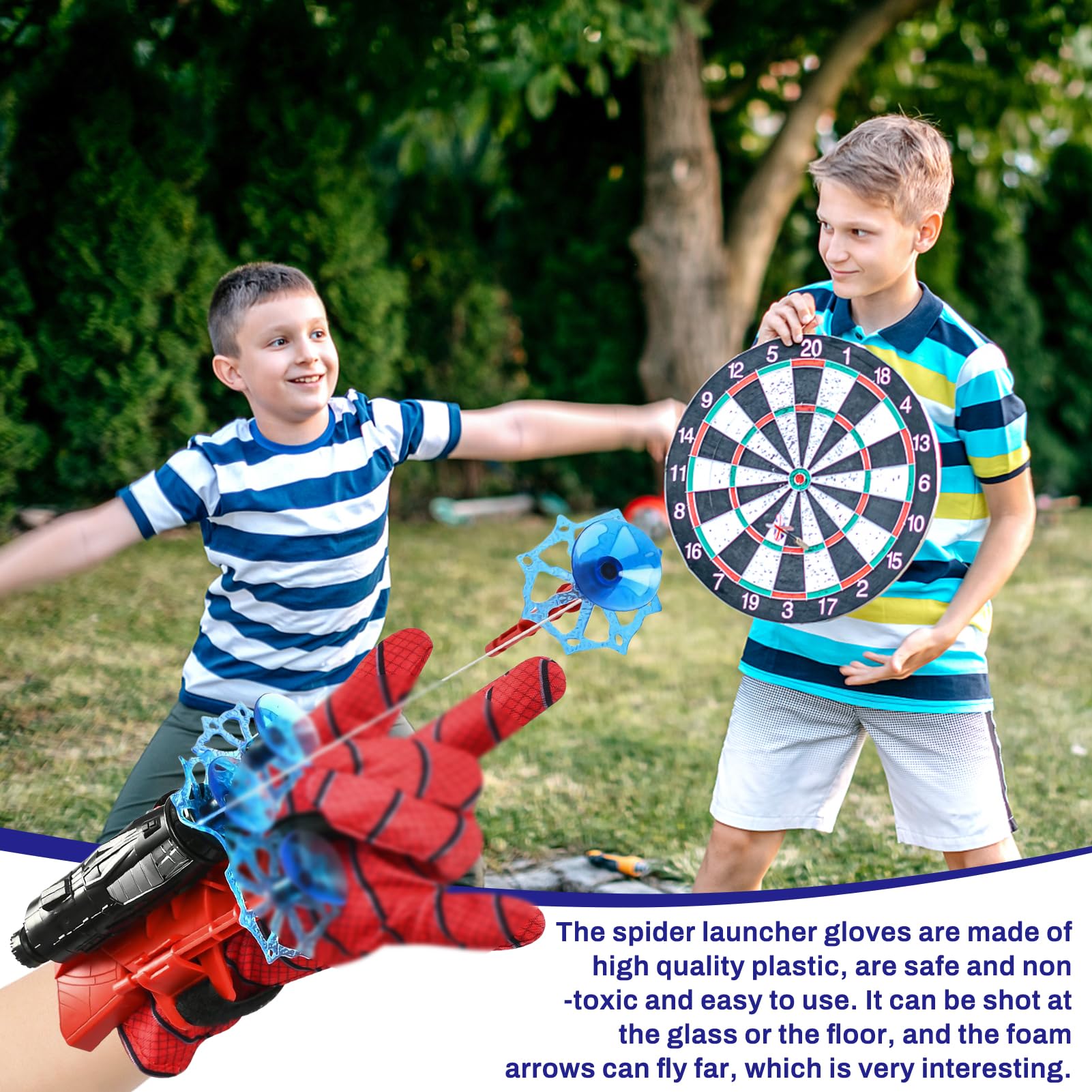 WYFDCZZP Spiderm Guanti per Bambino,Guanti Maschera Spiderm Spara Ragnatele Launcher Set,Giocattolo da Polso Web Launcher Toy,Giochi Bambino 5-10 Anni (B)