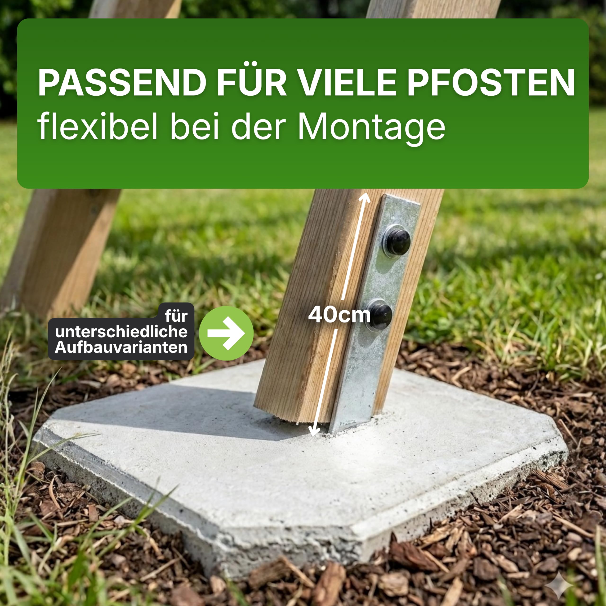 Gartenwelt Riegelsberger Bodenanker zum Einbetonieren 40 cm – 10 Stück Erdanker aus feuerverzinktem Stahl inkl. Schrauben, für Schaukel & Spielturm