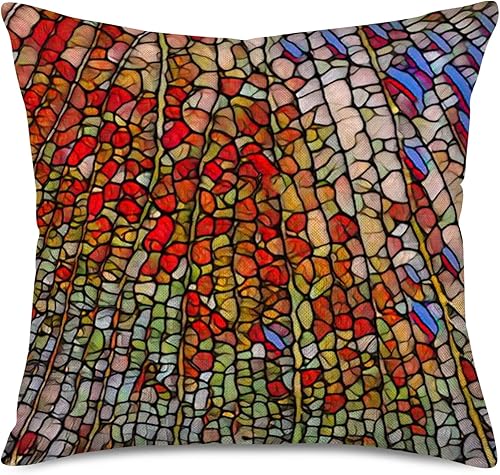 Fundas de almohada coloridas de 18 x 18 pulgadas, fundas de cojín decorativas modernas, cuadradas, de algodón abstracto, de lino, protector para